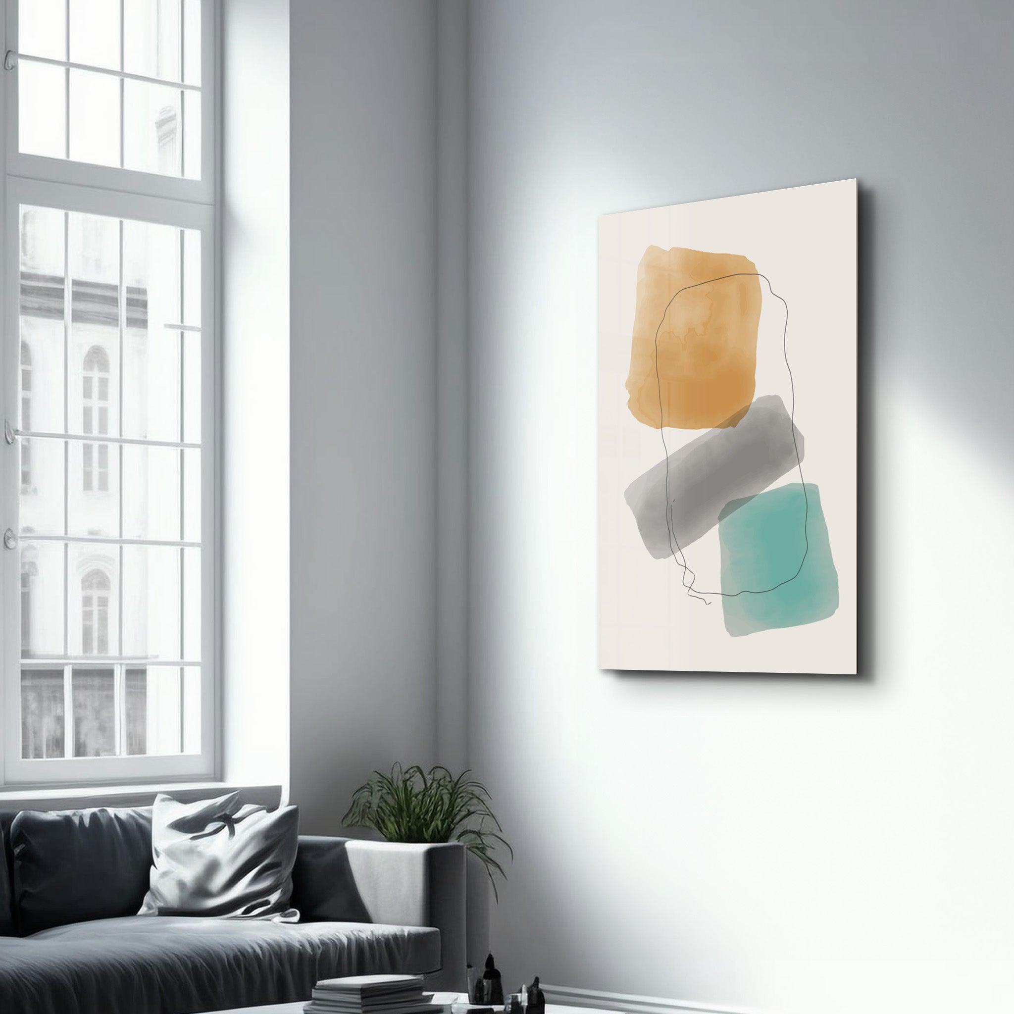 Abstract Shapes V13 | Glass Wall Art - Artdesigna