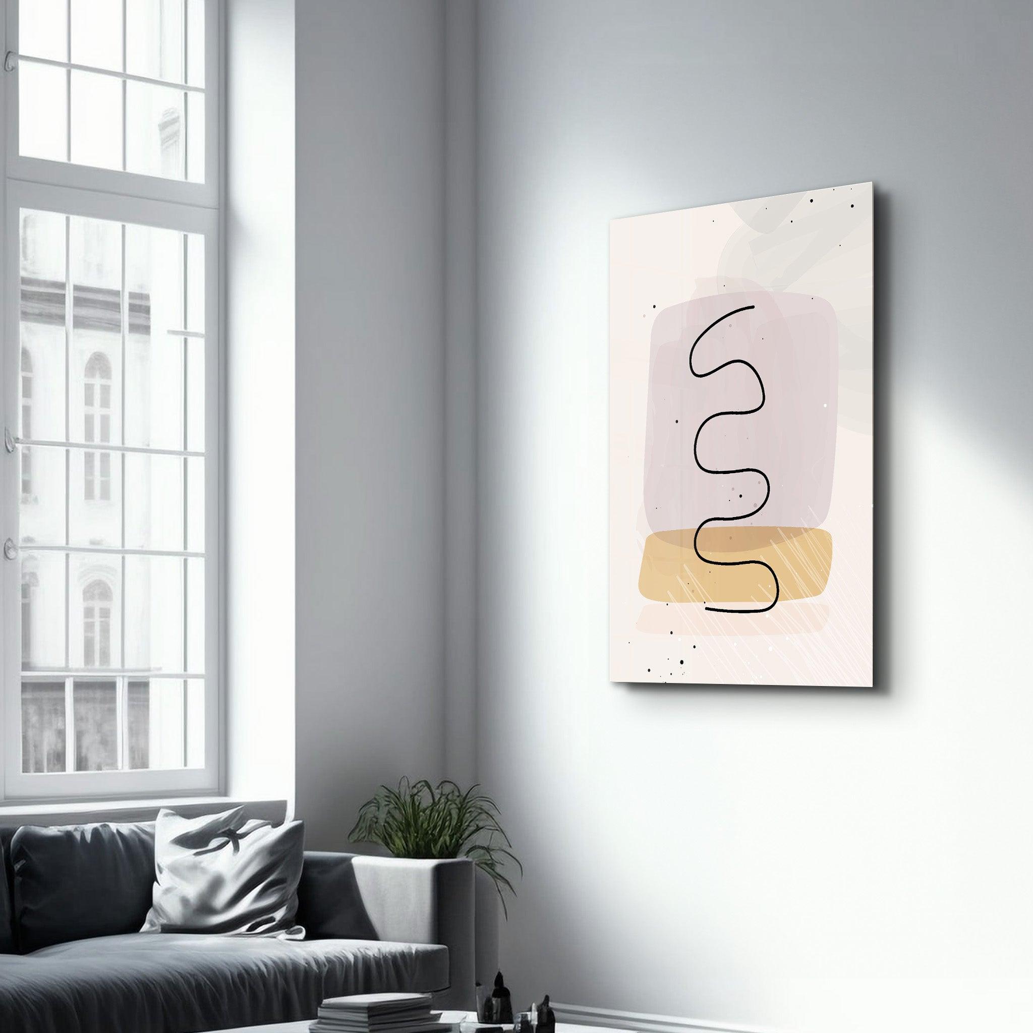 Abstract Shapes and Line V3 | Glass Wall Art - Artdesigna