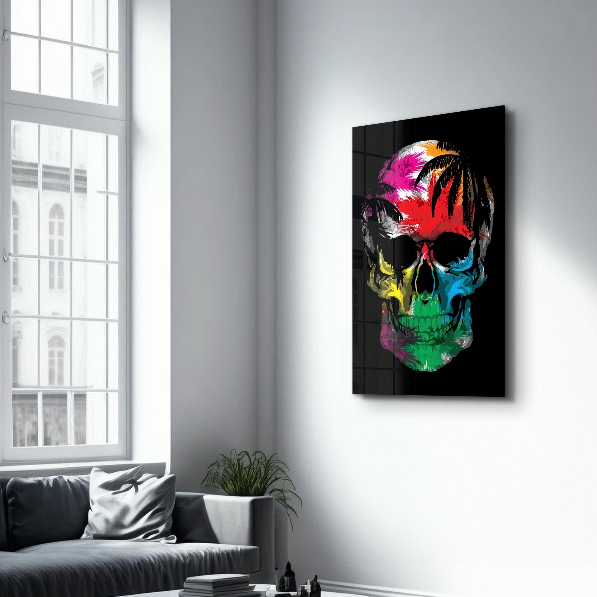 The Palm Skull | Glass Wall Art - Artdesigna