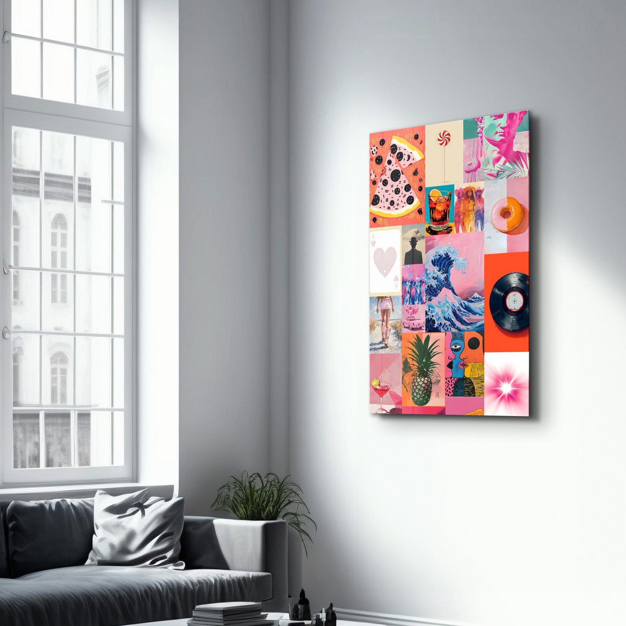 Eclectic Modern Collage-2 - Glass Wall Art - Artdesigna