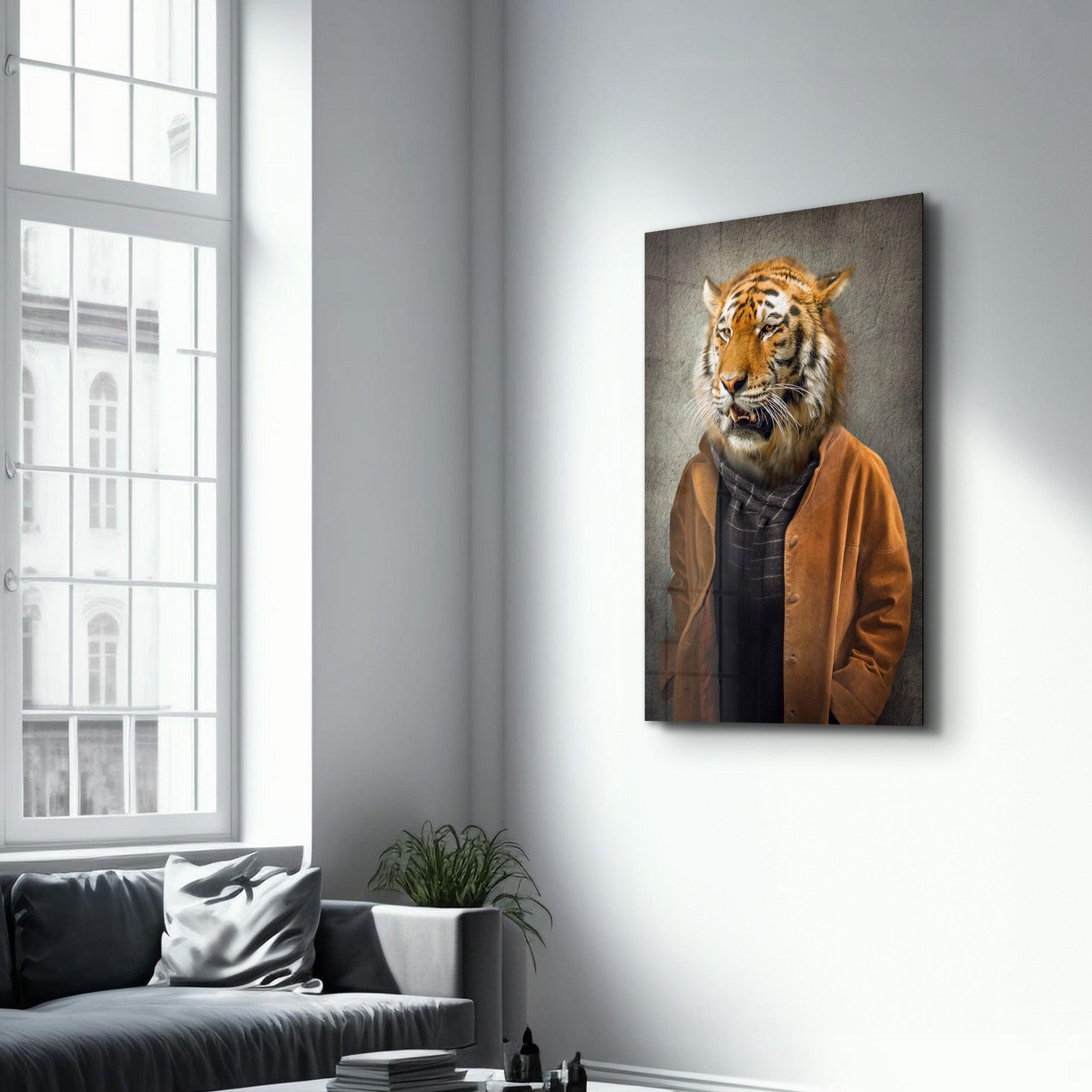 Tiger Head | Glass Wall Art - Artdesigna