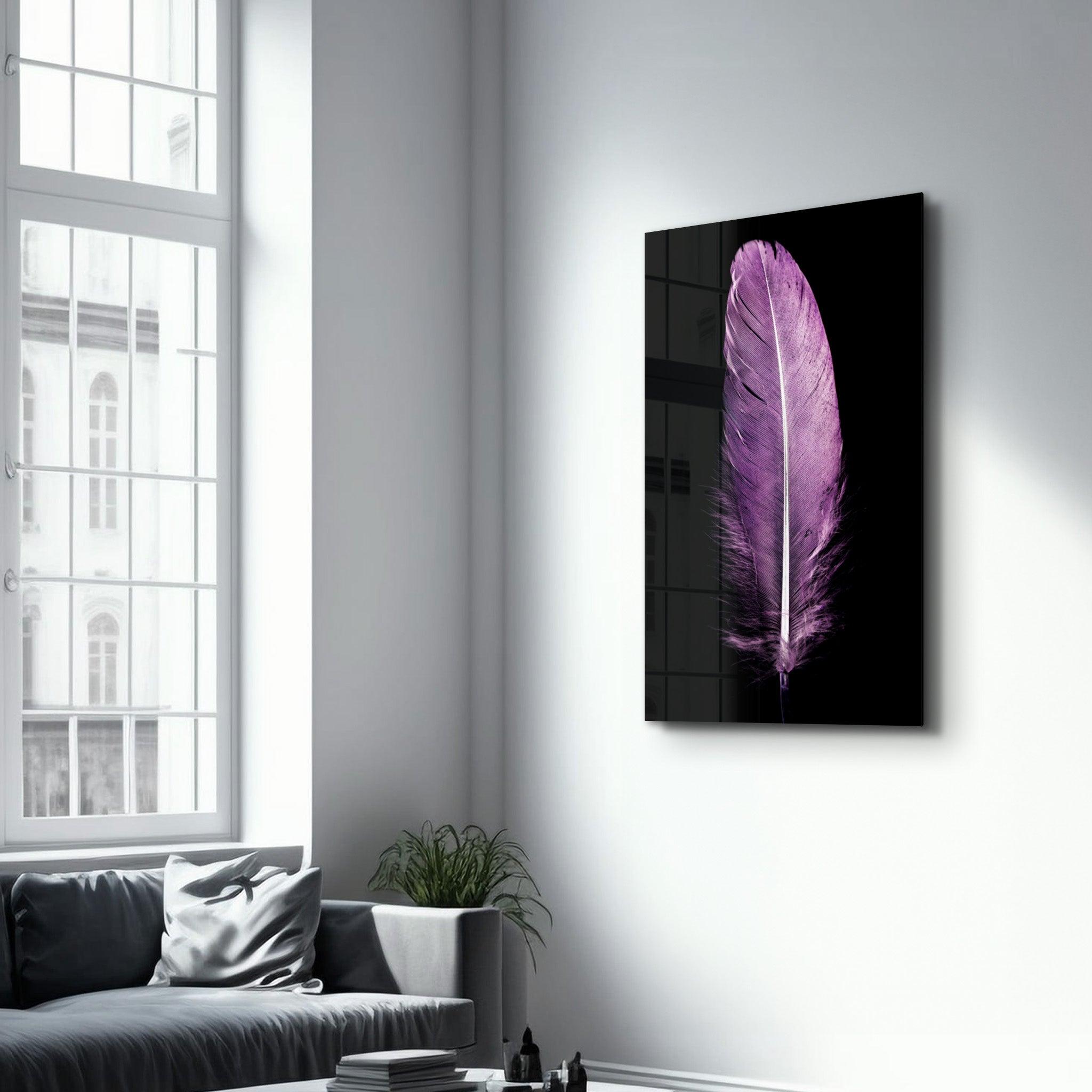 Colorful Feather V3 | Glass Wall Art - Artdesigna