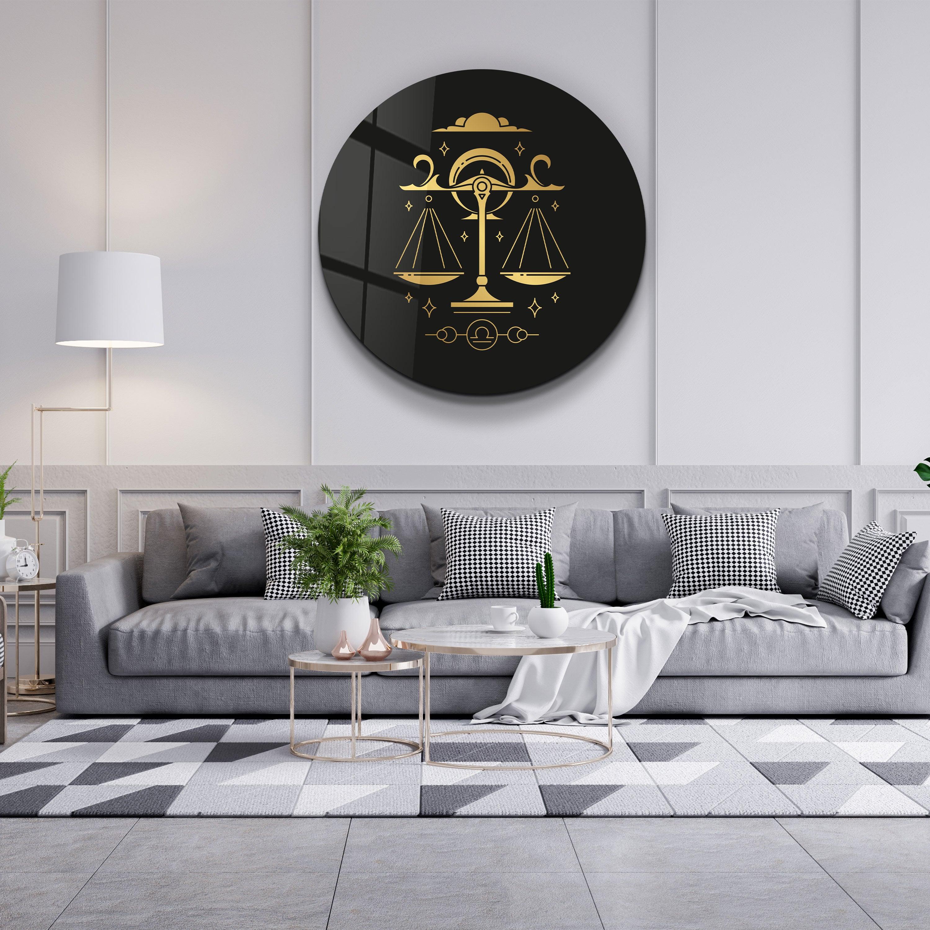 Zodiac Symbols - Rounded Glass Wall Art - Artdesigna