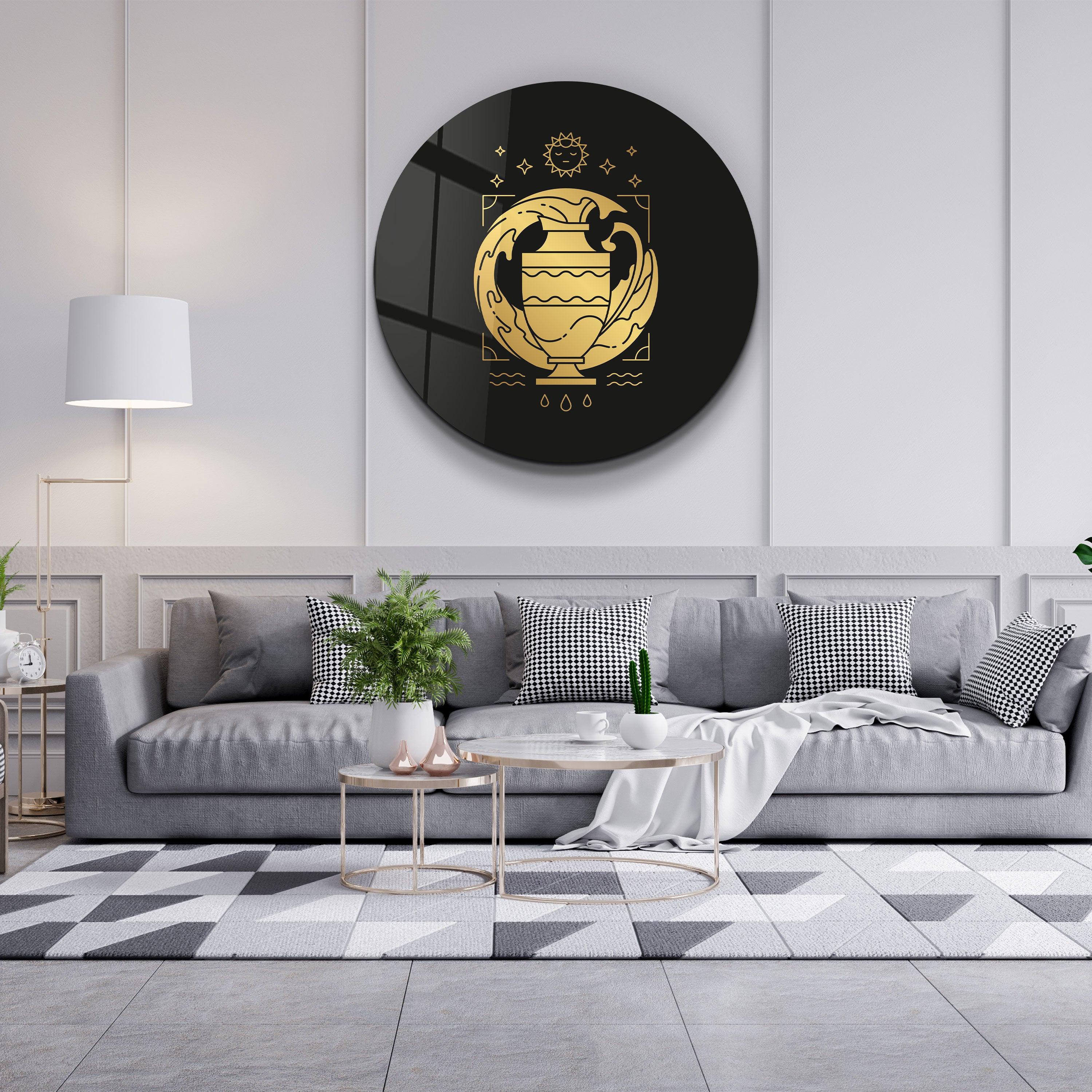 Zodiac Symbols - Rounded Glass Wall Art - Artdesigna