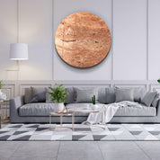 ・"Travertine - Moon - Original"・Rounded Glass Wall Art - ArtDesigna Glass Printing Wall Art