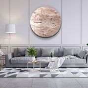 ・"Travertine - Moon - Beige Powder"・Rounded Glass Wall Art - ArtDesigna Glass Printing Wall Art