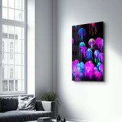 Jellyfish | Glass Wall Art - Artdesigna