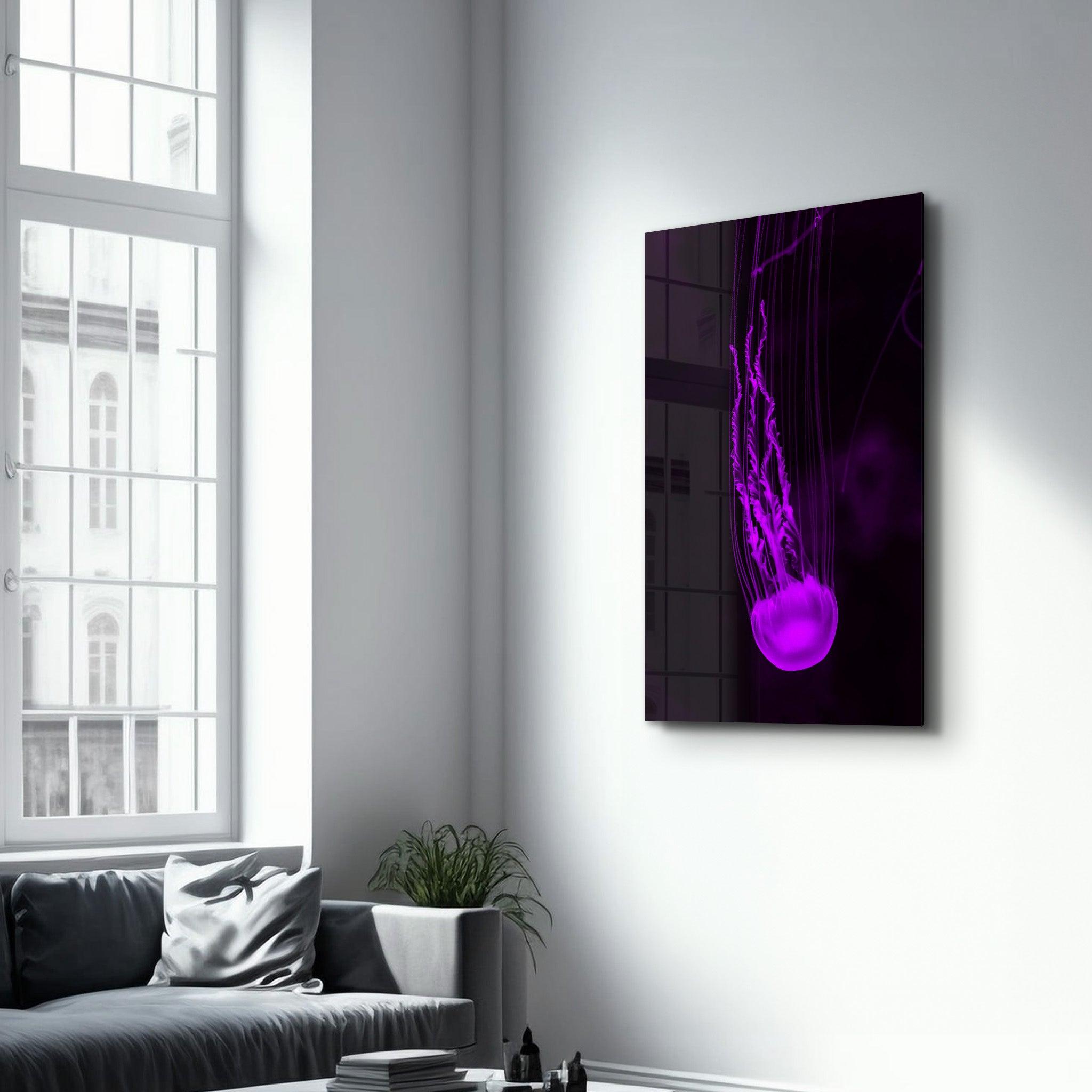 Jellyfish | Glass Wall Art - Artdesigna