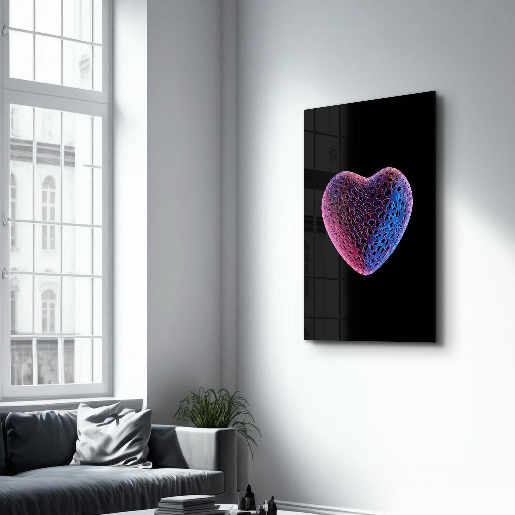 Strawberry Heart | Designers Collection Glass Wall Art - Artdesigna