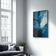 Blue Oil Painting - Abstract | Designer's Collection Glass Wall Art - Artdesigna