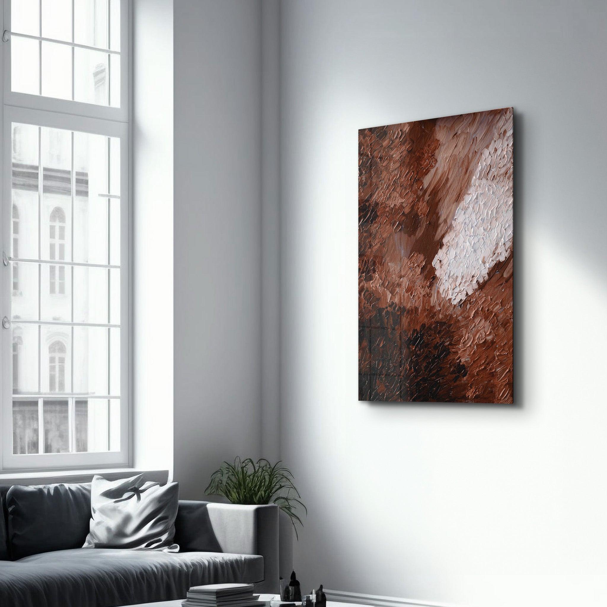 Brown Oil Painting | Designer's Collection Glass Wall Art - Artdesigna