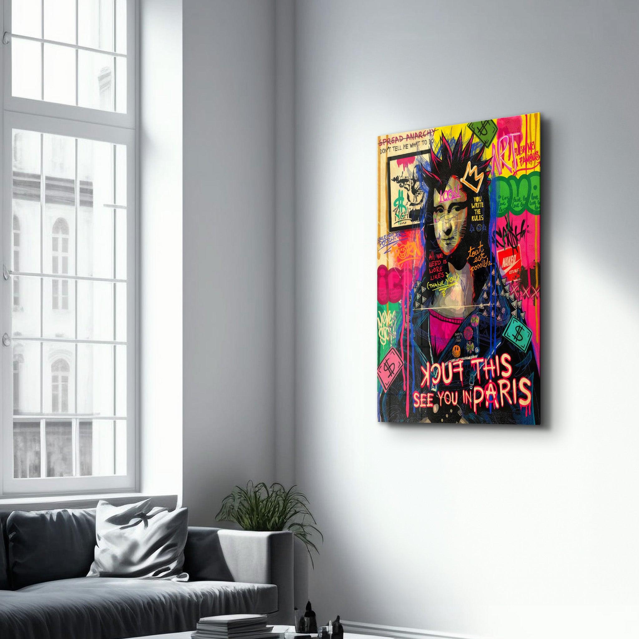 Hey Mona | Designer's Collection Glass Wall Art - Artdesigna