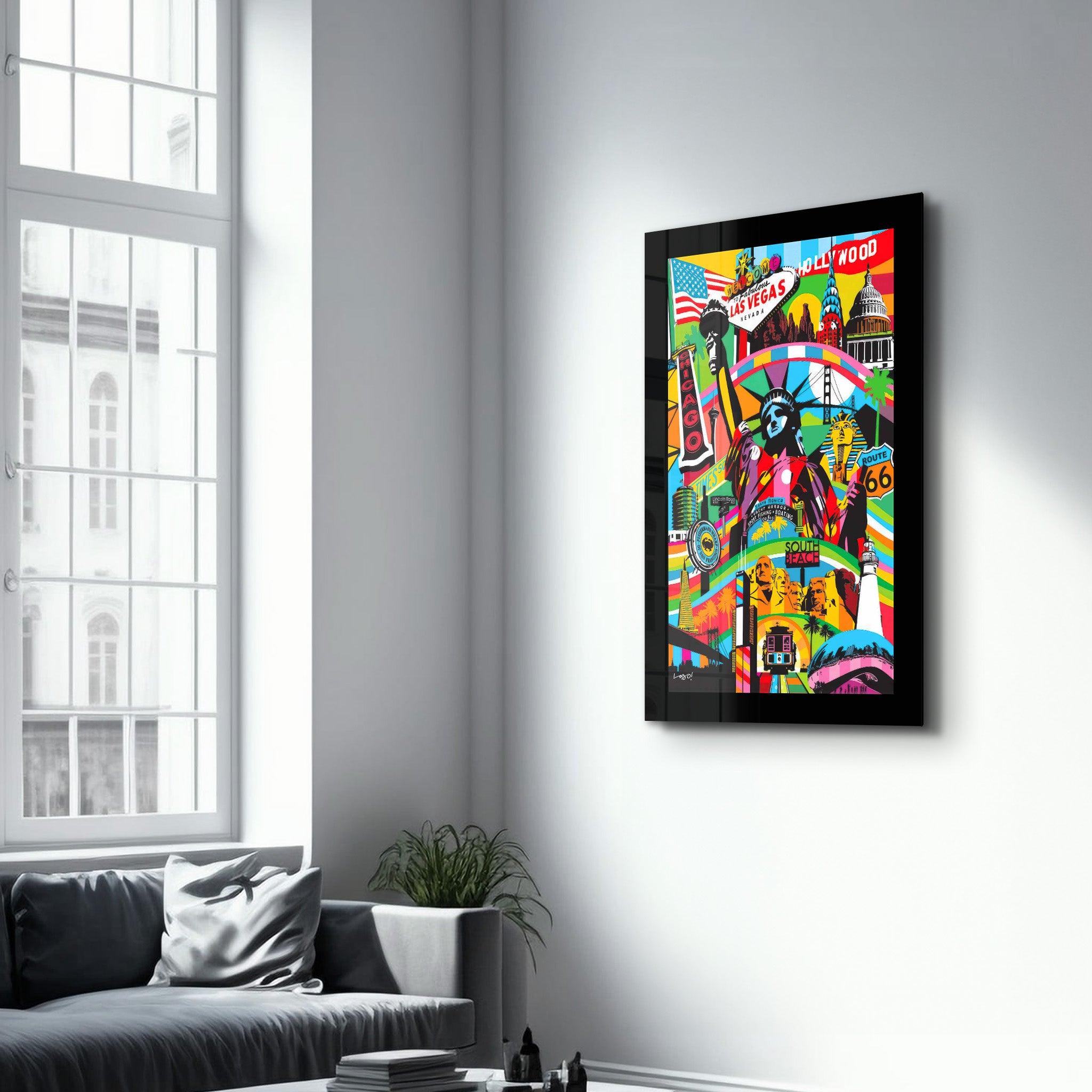 Statue of Liberty Pop Art | Designer's Collection Glass Wall Art - Artdesigna