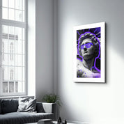 Statue Pop Art Purple | Designer's Collection Glass Wall Art - Artdesigna