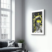 Statue Pop Art Yellow | Designer's Collection Glass Wall Art - Artdesigna