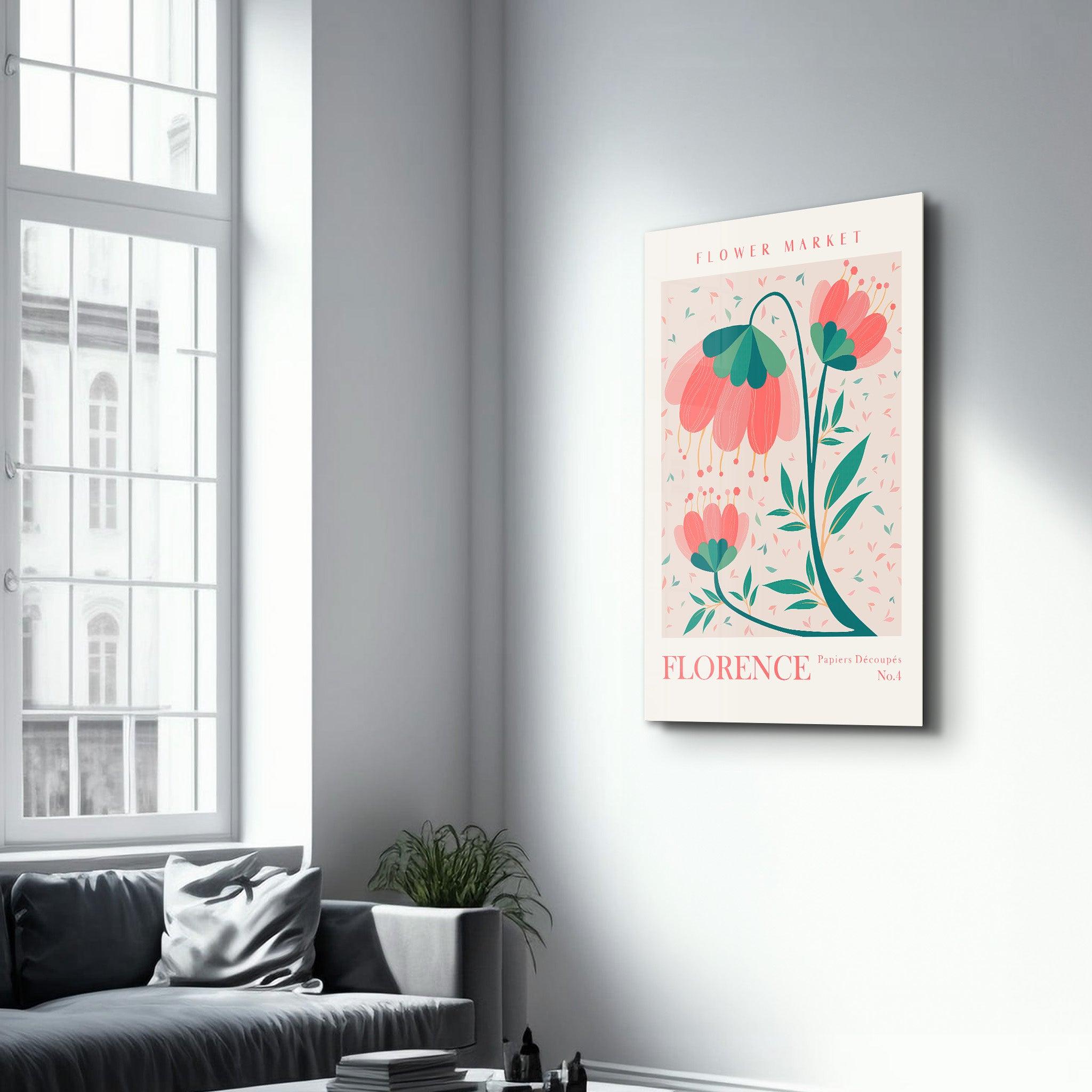 Flower Market No:4 Florence | Gallery Print Collection Glass Wall Art - Artdesigna