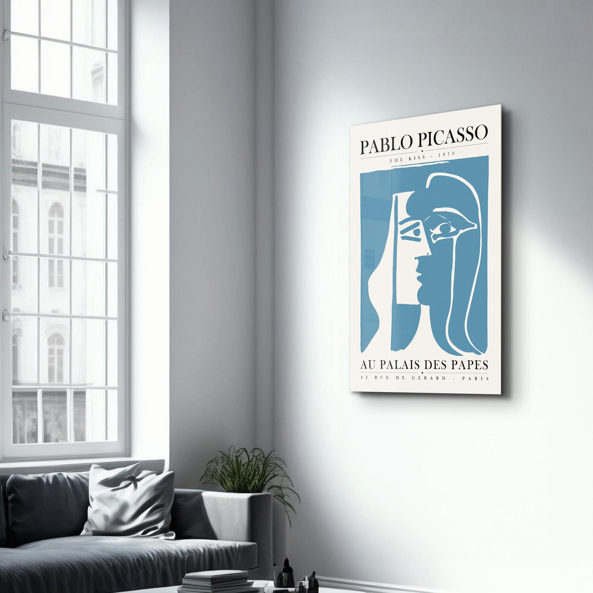 Pablo Picasso - The Kiss - 1970 | Gallery Print Collection Glass Wall Art - Artdesigna