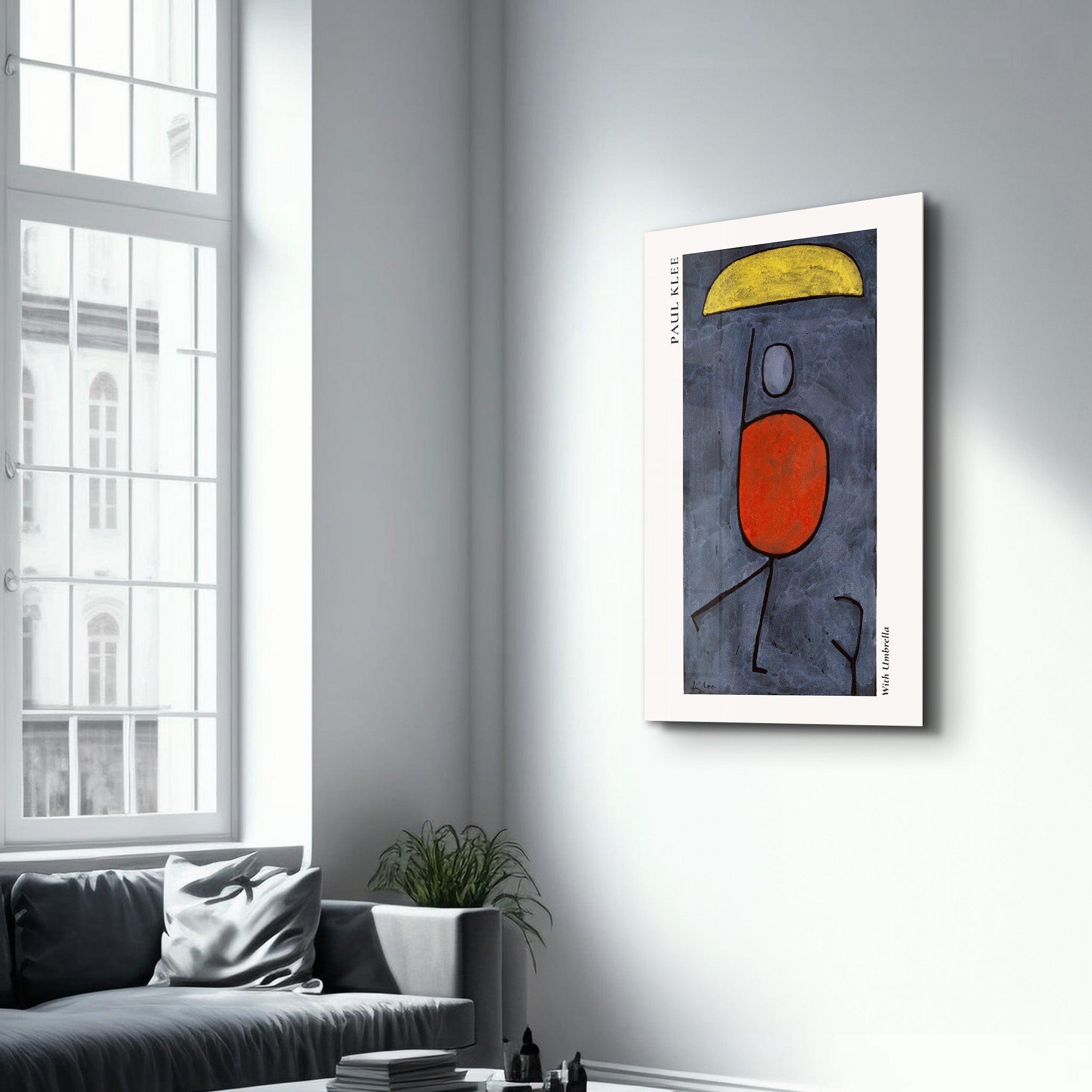 Paul Klee - With Umbrella | Gallery Print Collection Glass Wall Art - Artdesigna