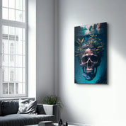 Skull in the Secret Sea | Secret World Collection Glass Wall Art - Artdesigna