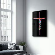 Jesus & Cross | Designers Collection Glass Wall Art - Artdesigna