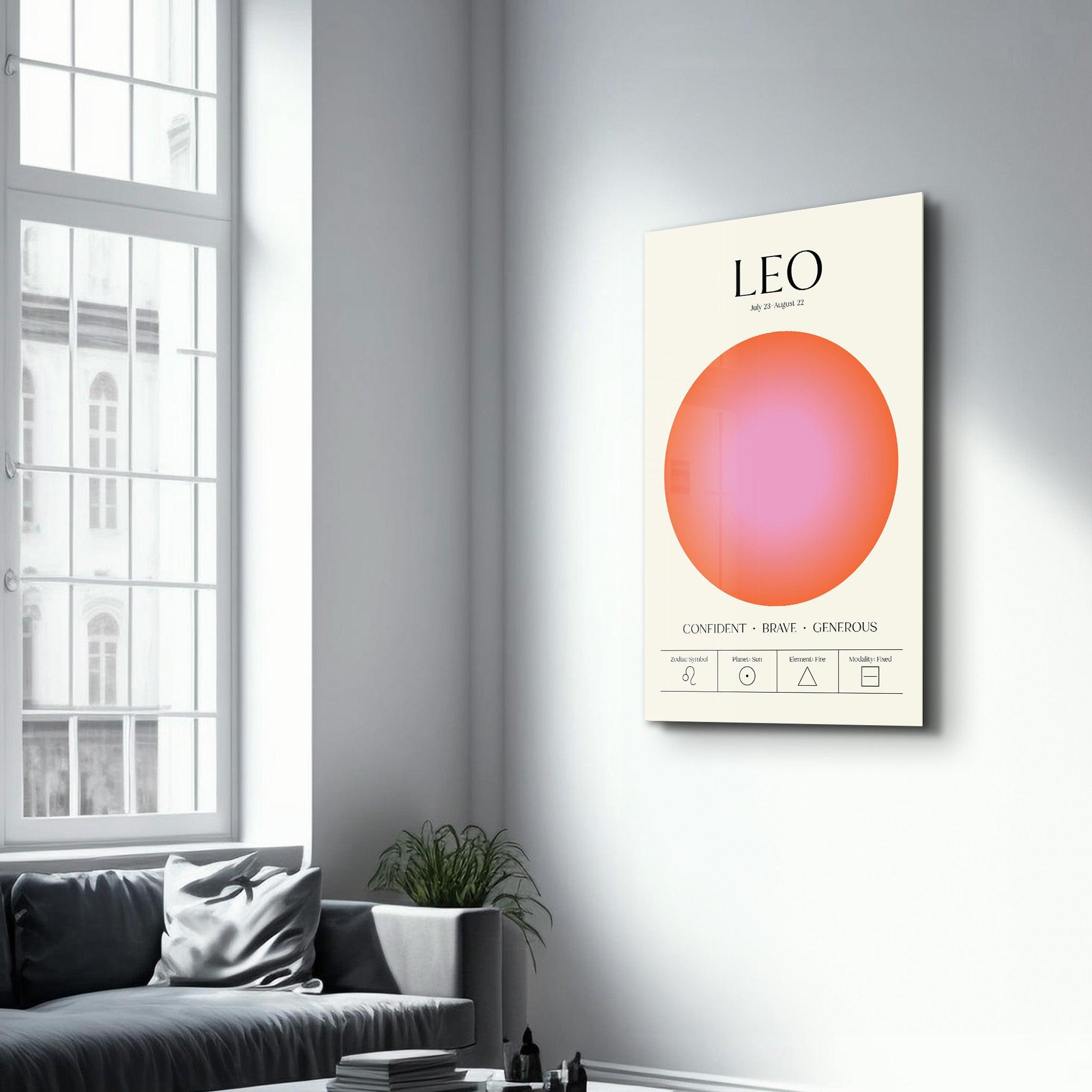 Leo - Aura Collection | Zodiac Glass Wall Art - Artdesigna