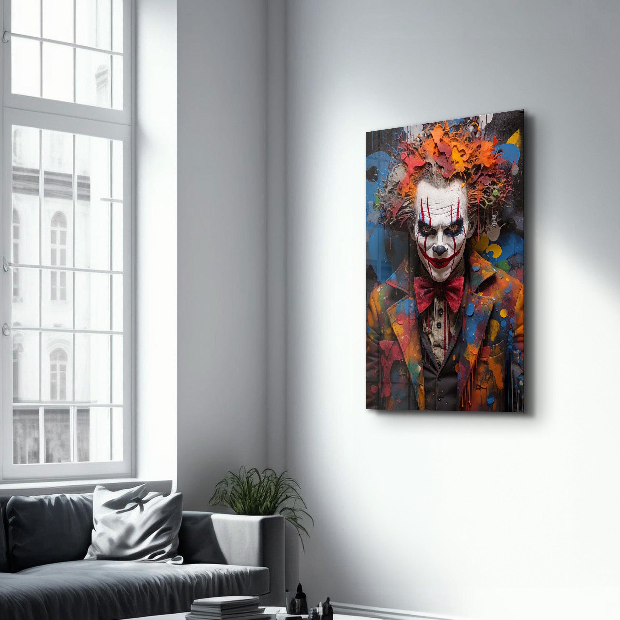 The Clown - Glass Wall Art - Artdesigna