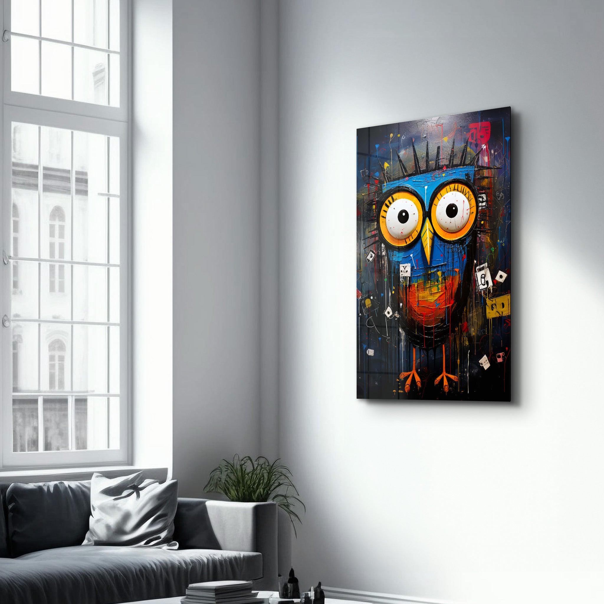 Owl Portrait | Glass Wall Art - Artdesigna