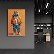 Stylish Tiger - Glass Wall Art - Artdesigna