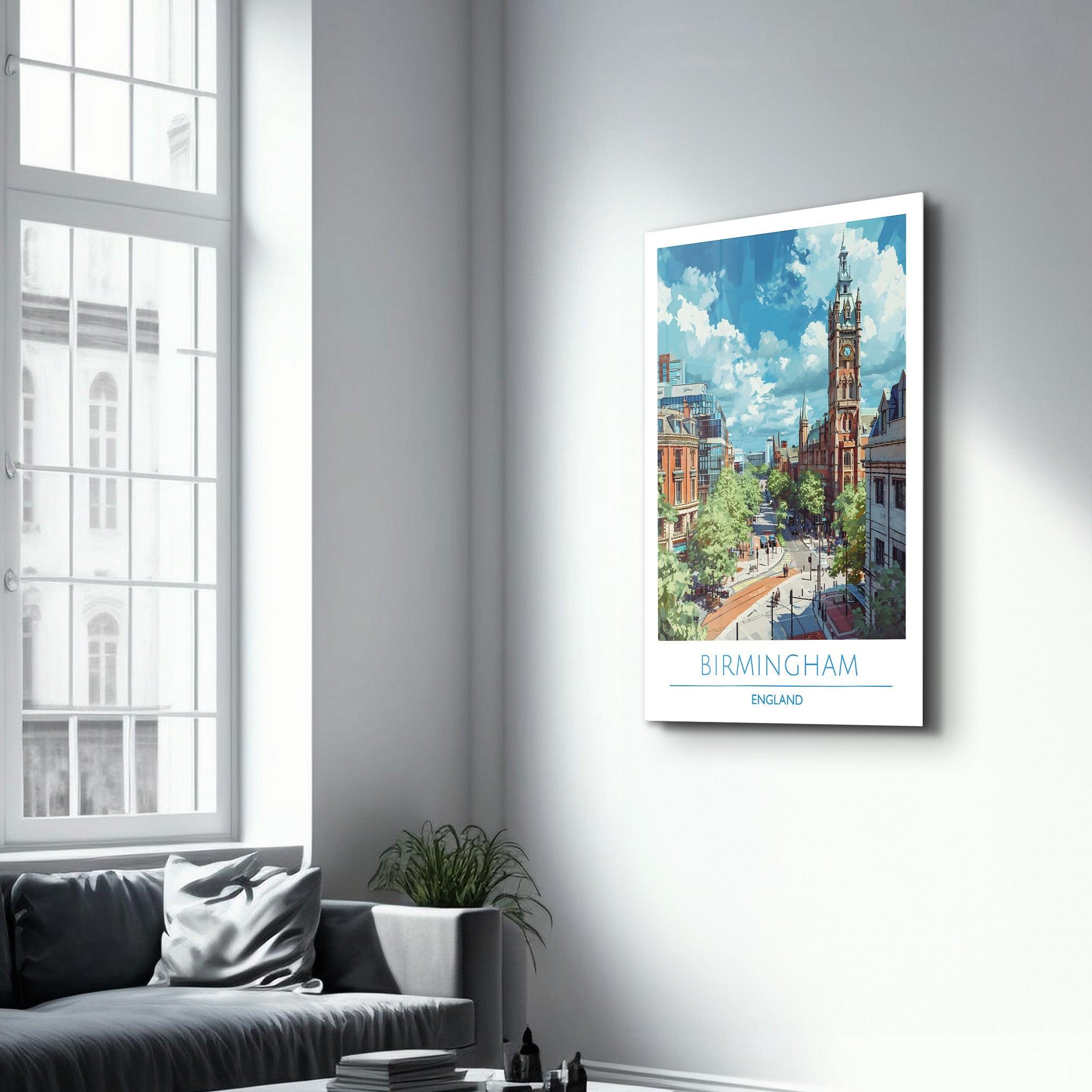 Birmingham England-Travel Posters | Glass Wall Art - Artdesigna