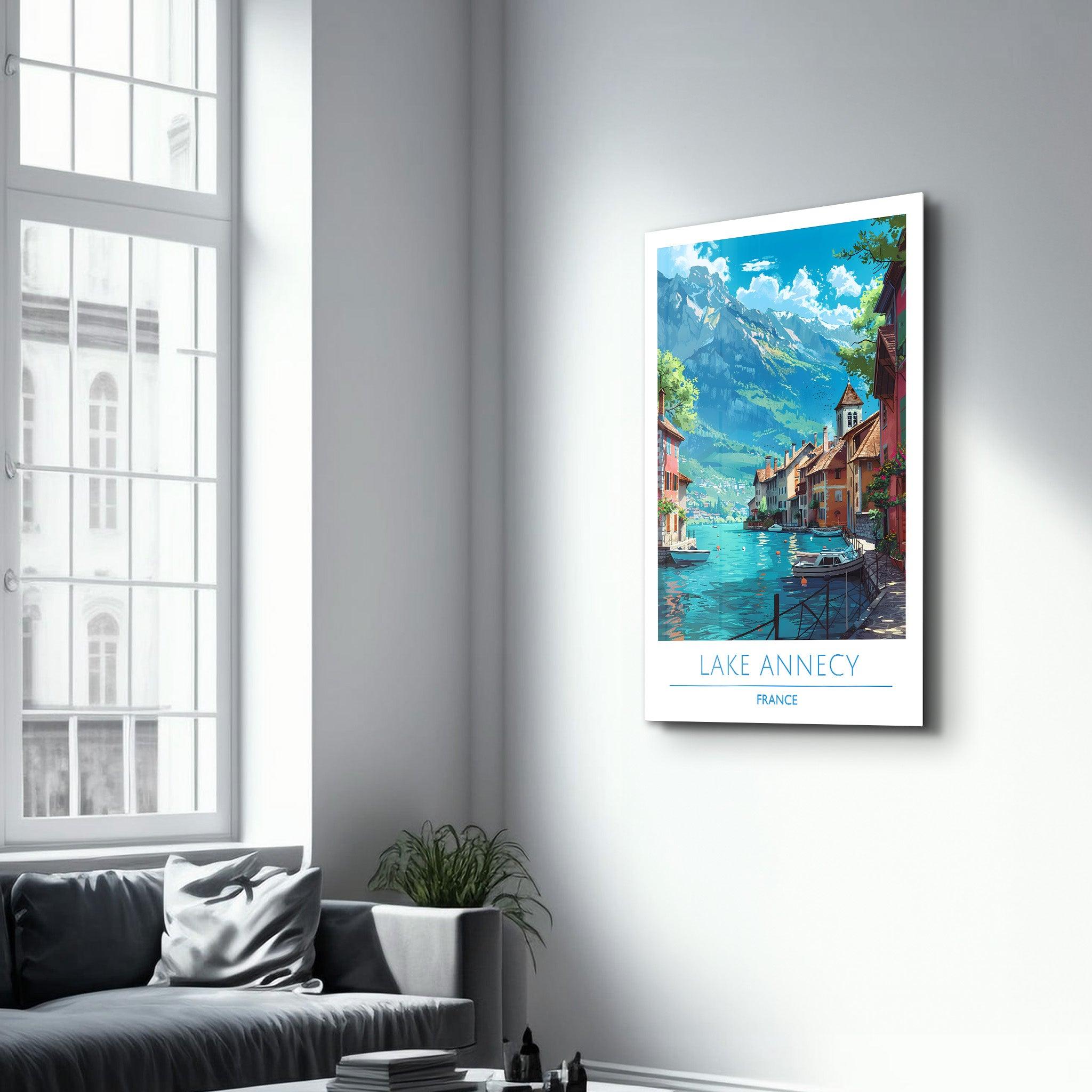 Lake Annecy France-Travel Posters | Glass Wall Art - Artdesigna