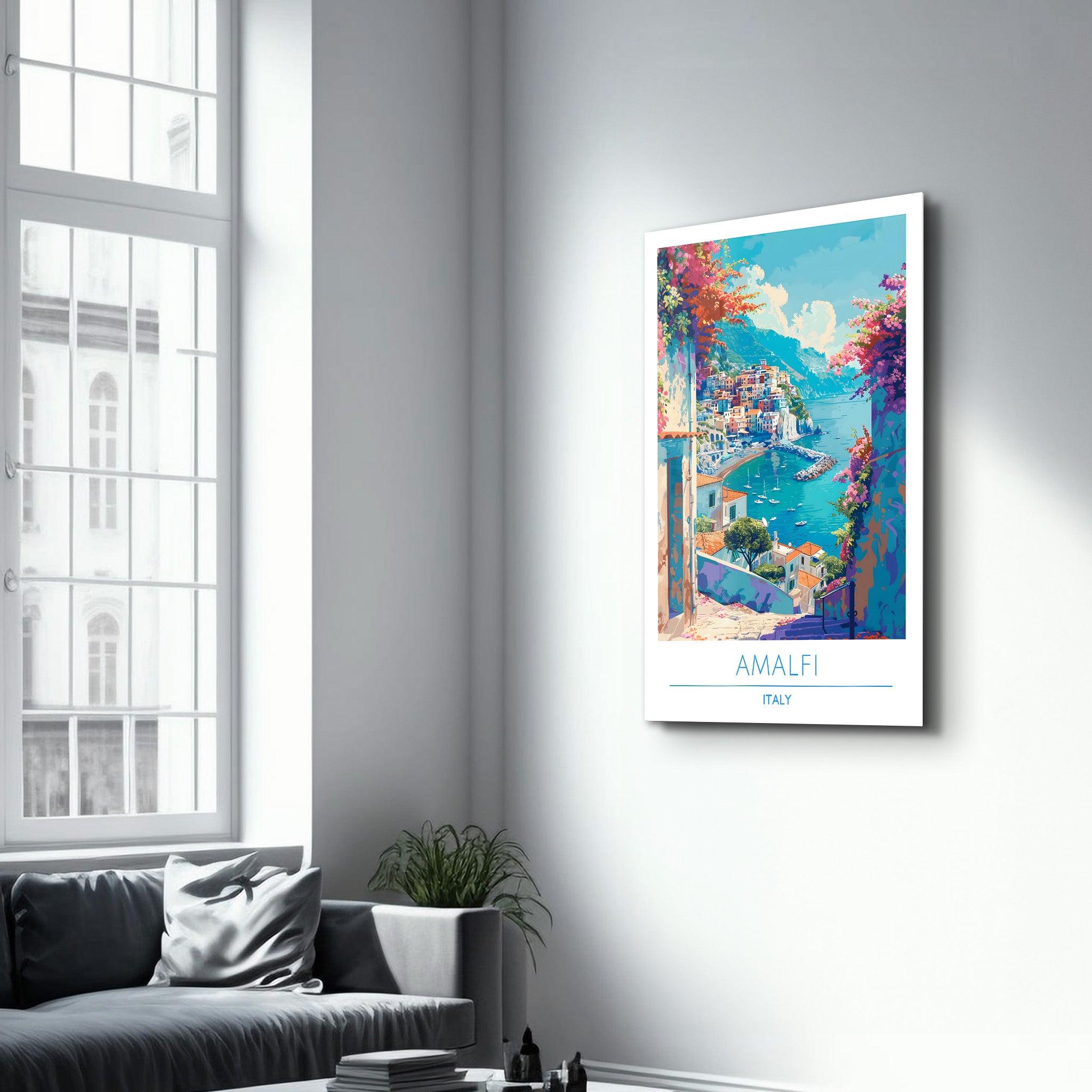 Amalfi Italy-Travel Posters | Glass Wall Art - Artdesigna