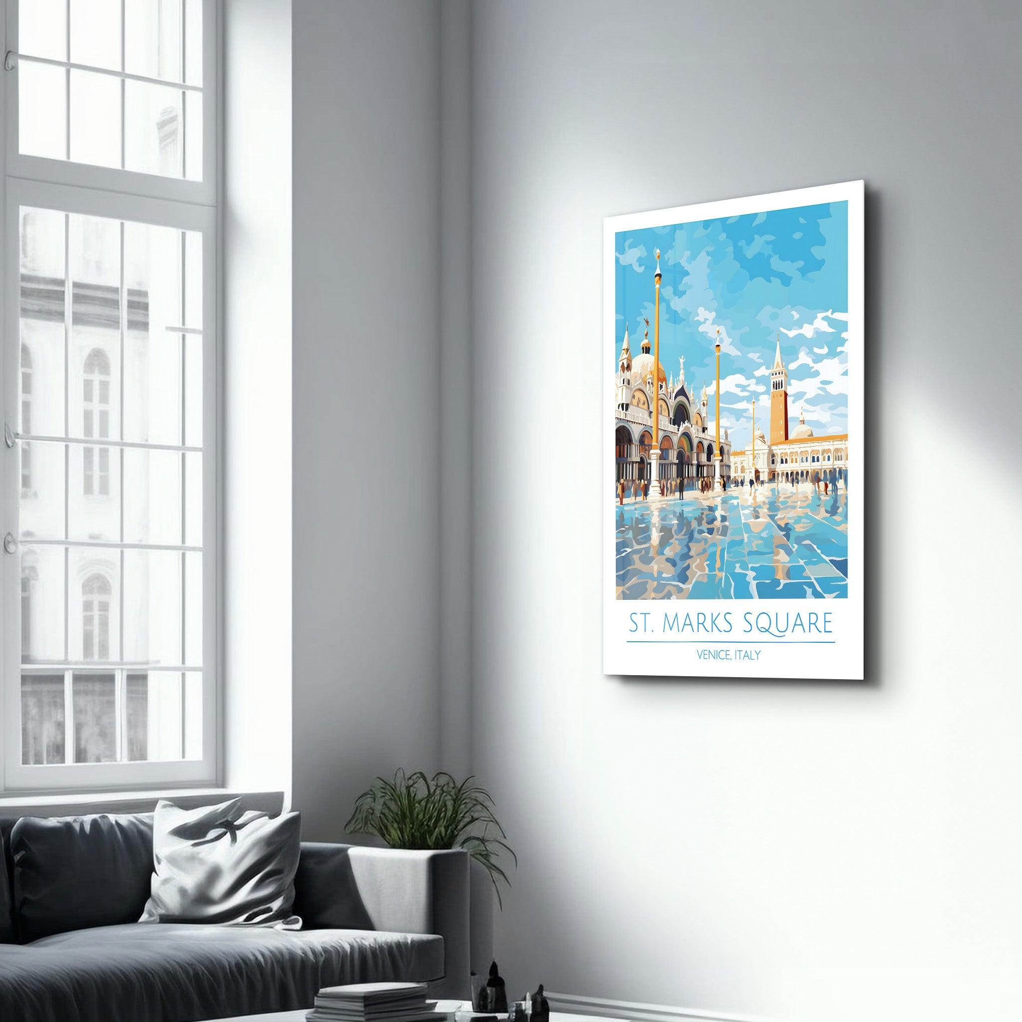 St. Marks Sqaure 2-Venice Italy-Travel Posters | Glass Wall Art - Artdesigna