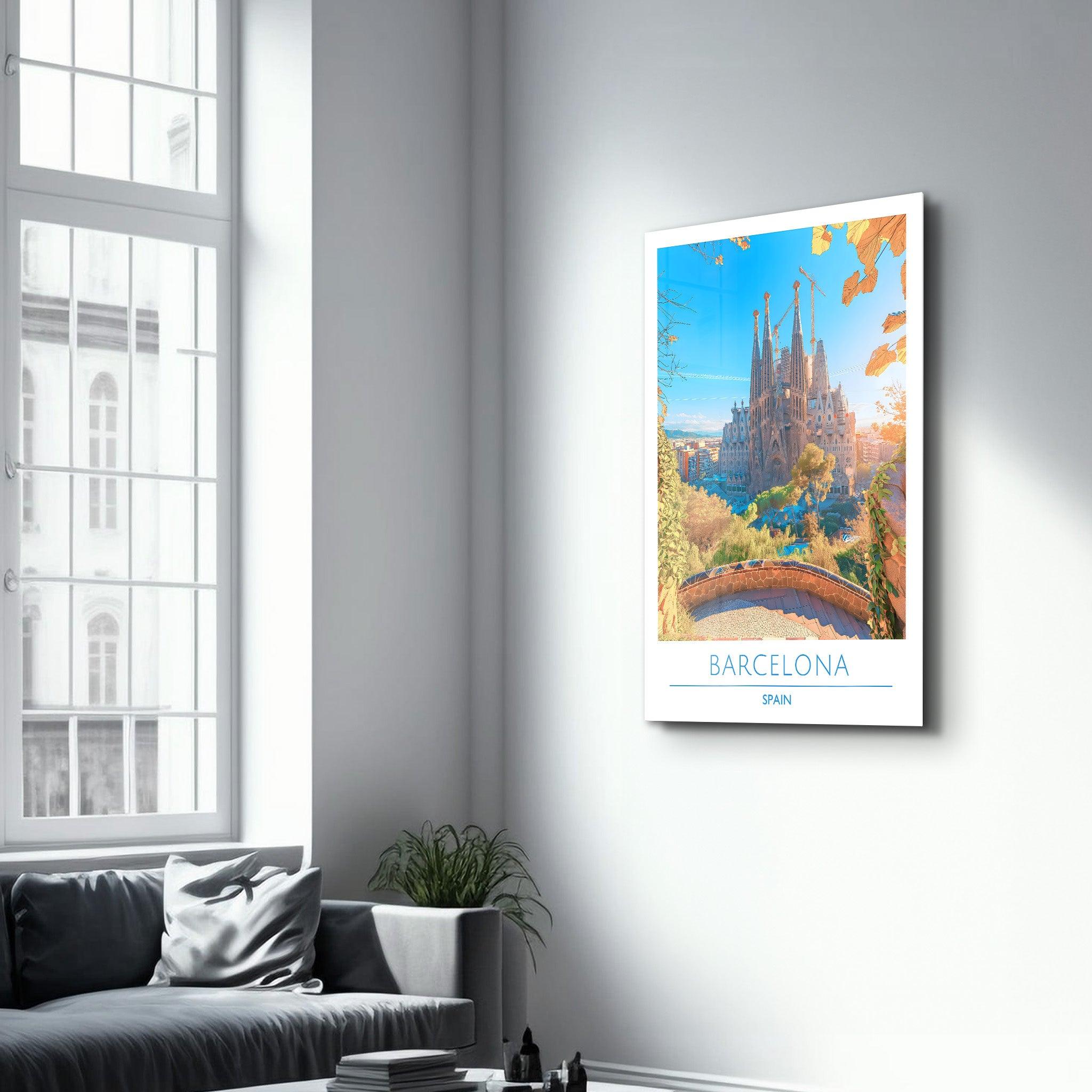 Barcelona Spain-Travel Posters | Glass Wall Art - Artdesigna