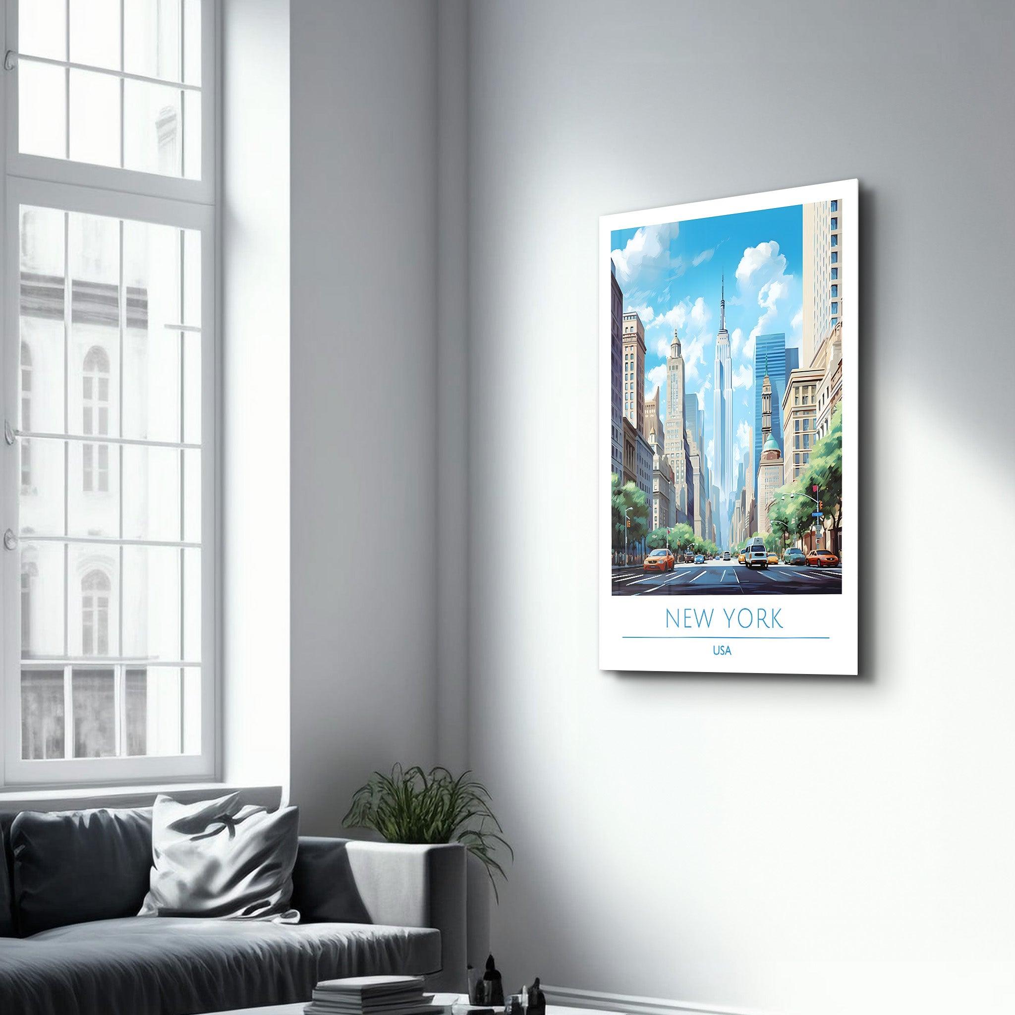 New York USA-Travel Posters | Glass Wall Art - Artdesigna