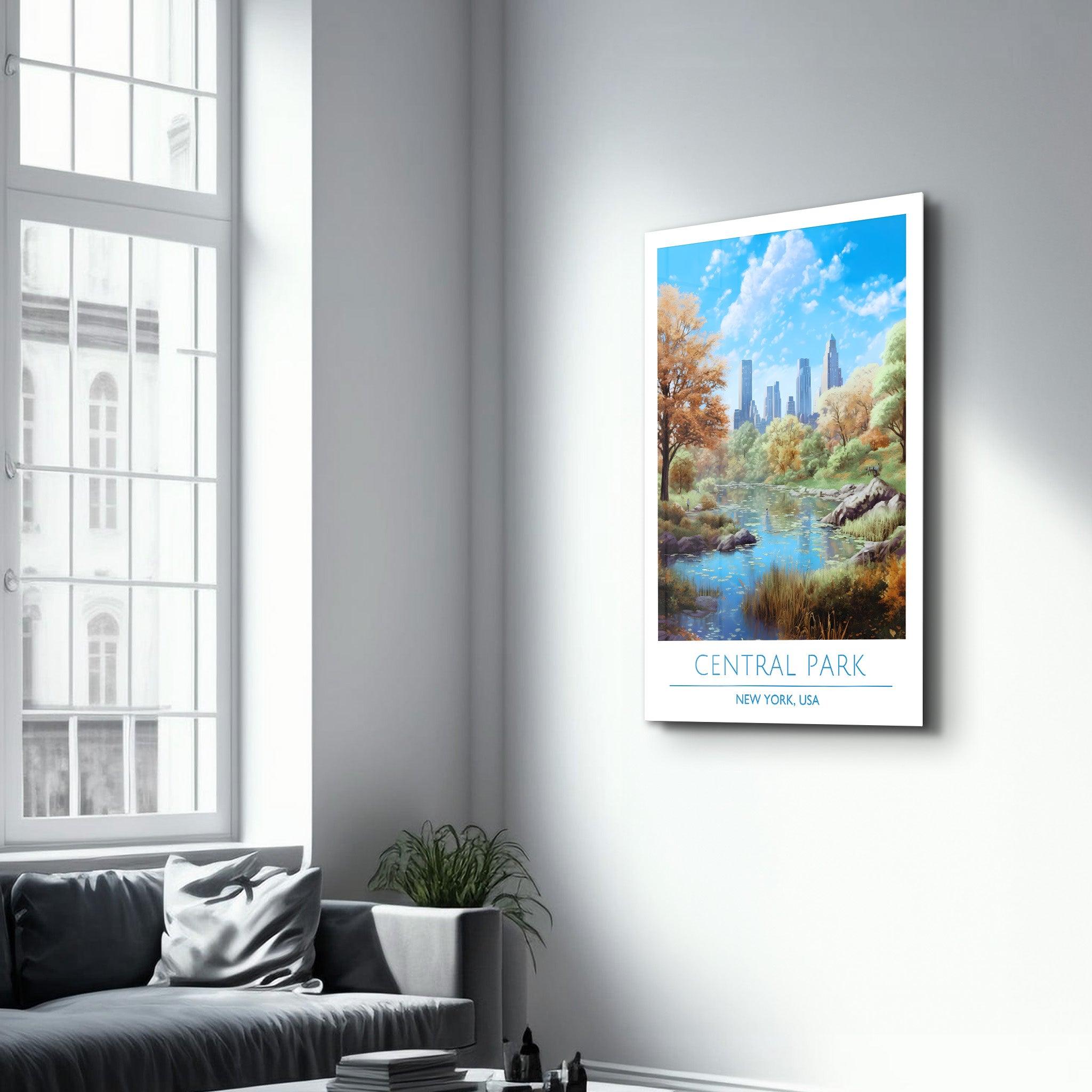 Central Park 1-New York USA-Travel Posters | Glass Wall Art - Artdesigna