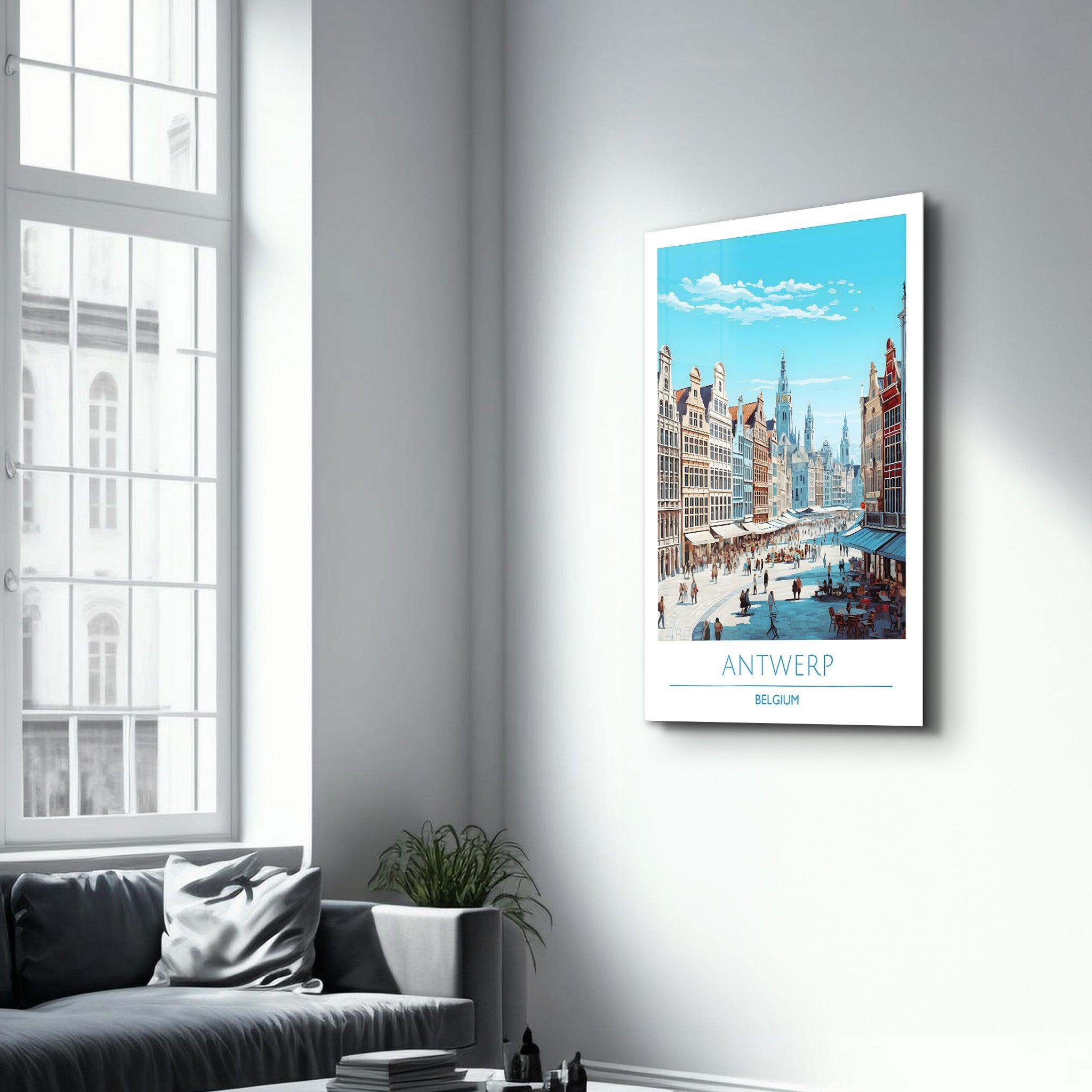 Antwerp Belgium-Travel Posters | Glass Wall Art - Artdesigna