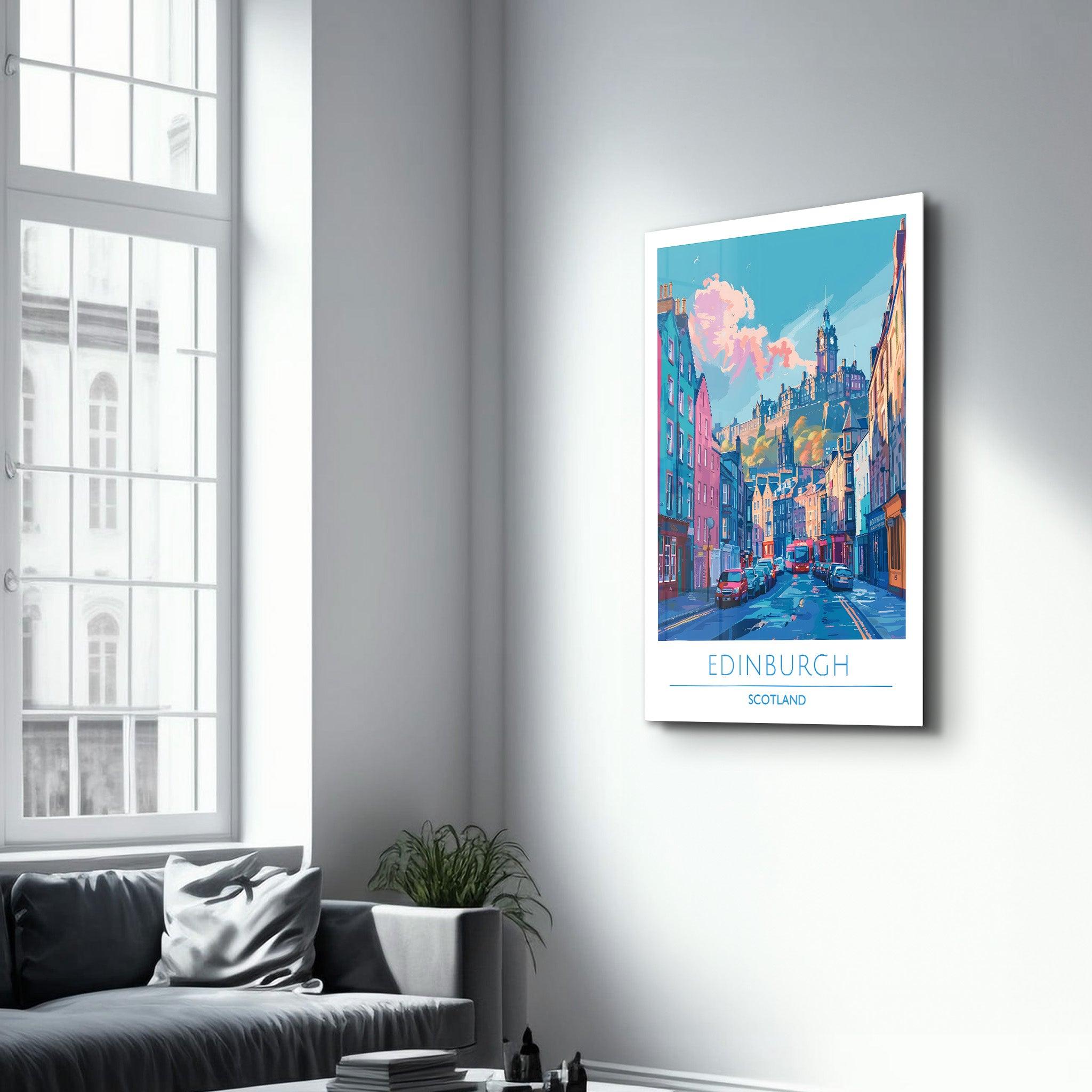 Edinburgh Scotland 2-Travel Posters | Glass Wall Art - Artdesigna