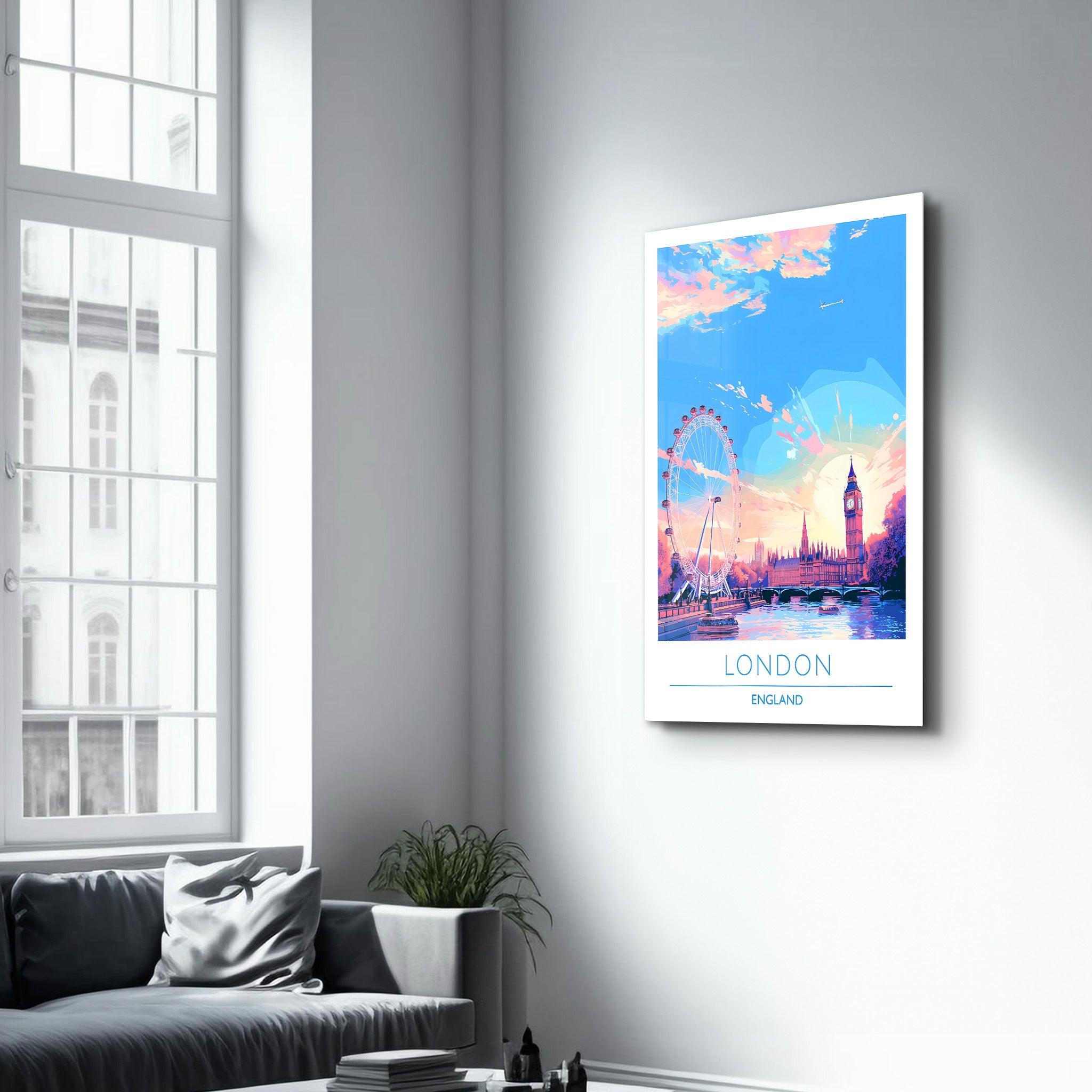 London England 3-Travel Posters | Glass Wall Art - Artdesigna