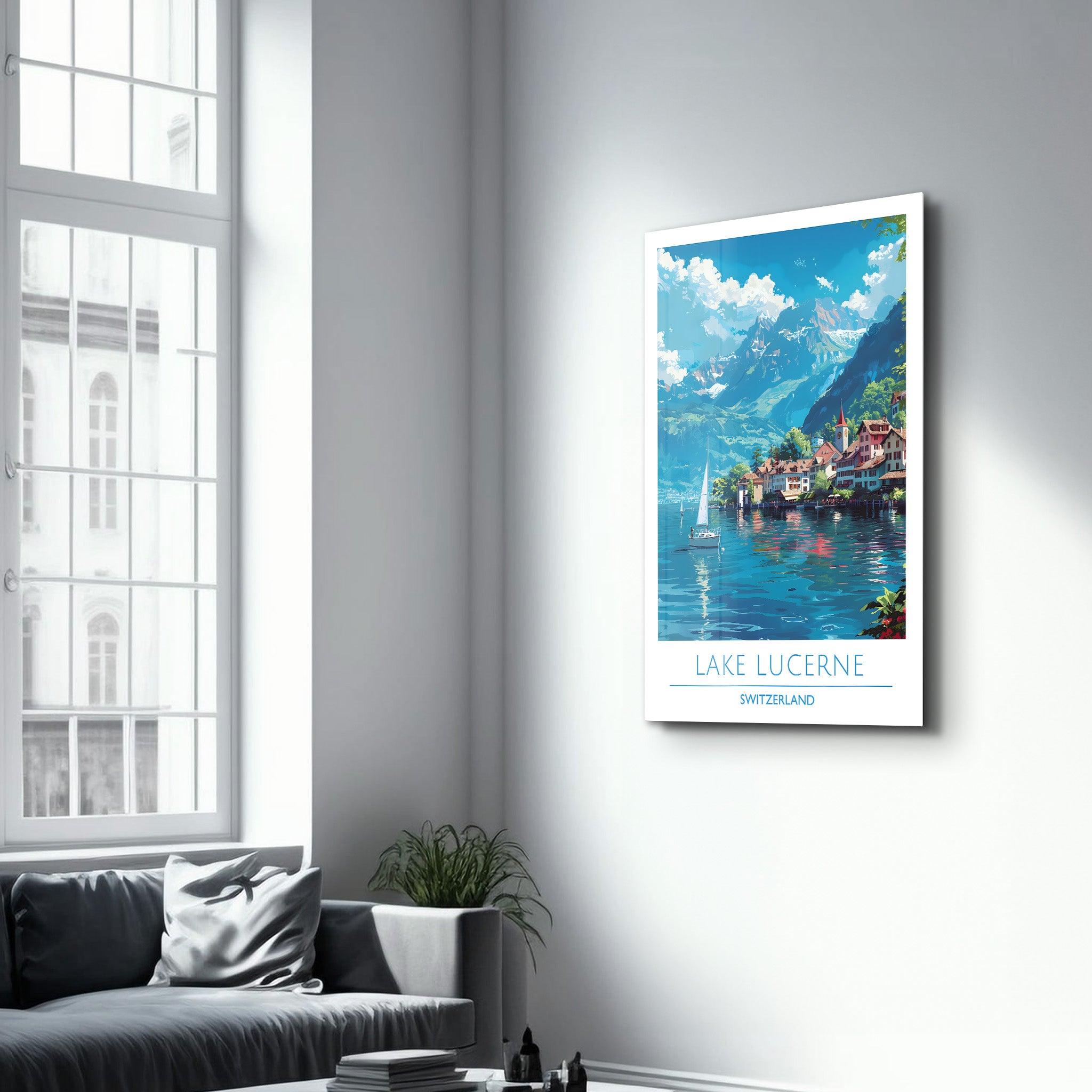 Lake Lucerne Switzerland-Travel Posters | Glass Wall Art - Artdesigna