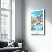 Trevi Fountain-Rome Italy-Travel Posters | Glass Wall Art - Artdesigna