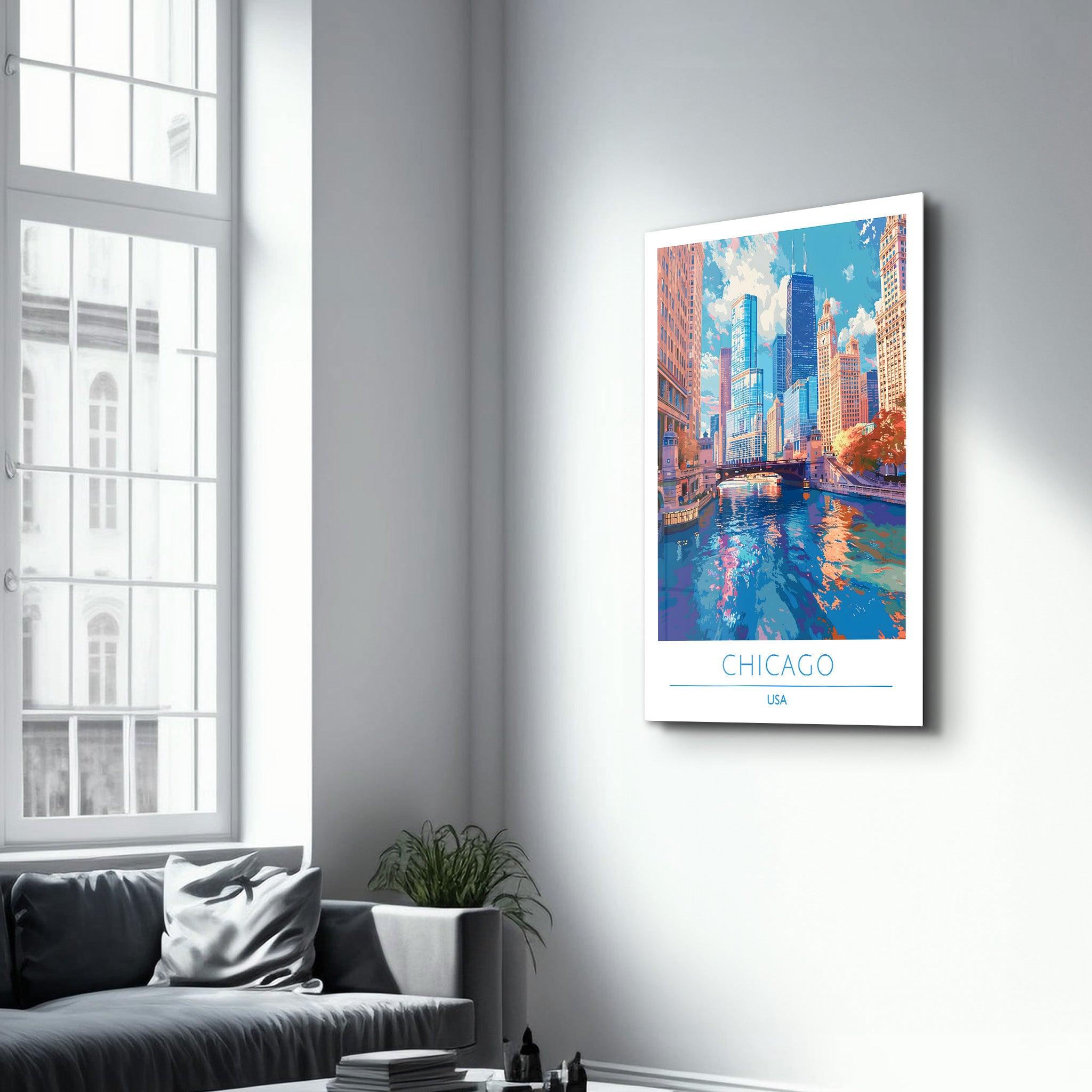 Chicago USA-Travel Posters | Glass Wall Art - Artdesigna