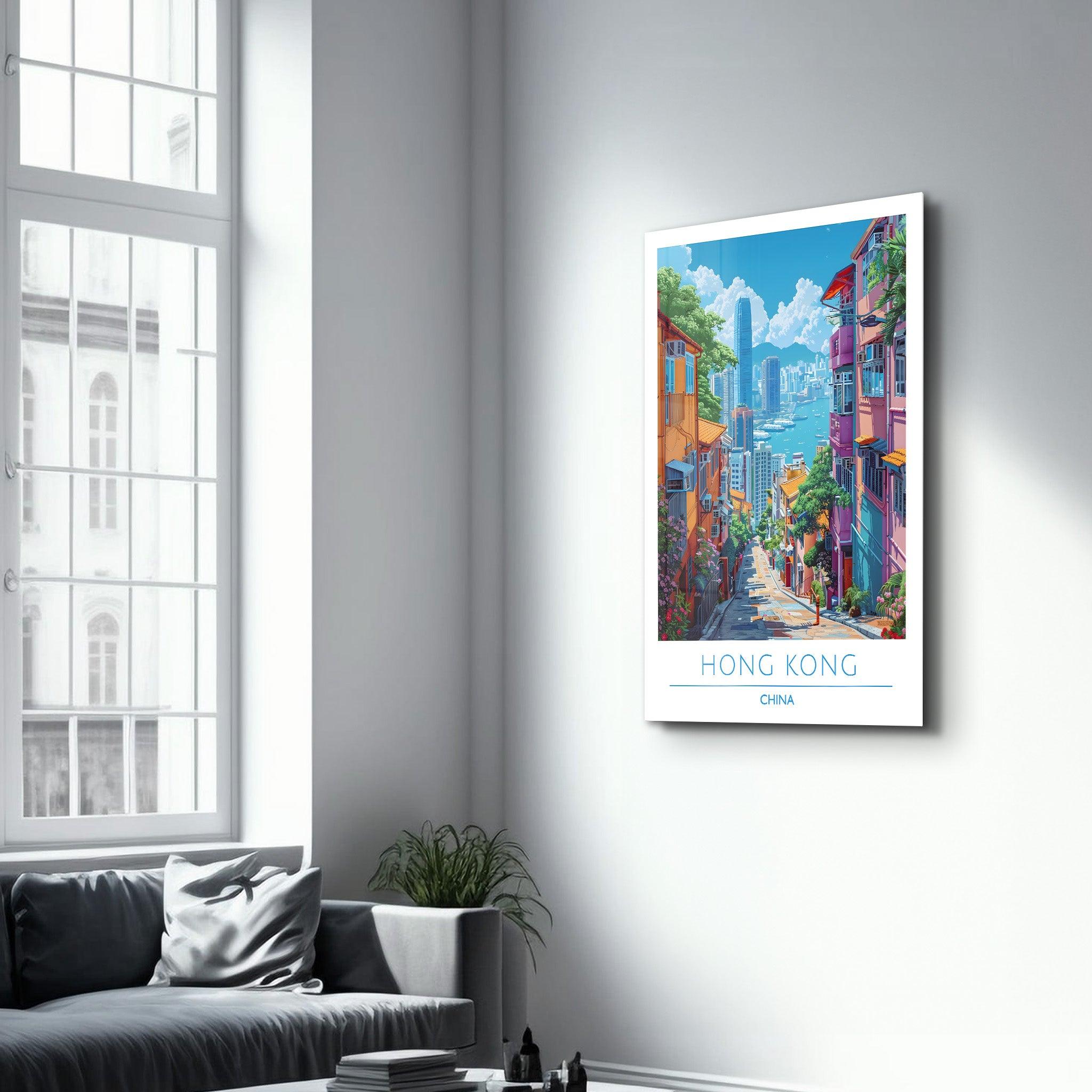 Hong Kong China-Travel Posters | Glass Wall Art - Artdesigna