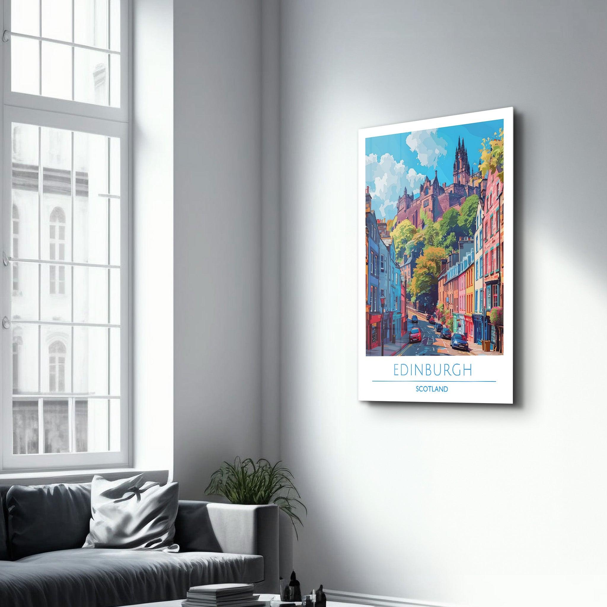 Edinburgh Scotland-Travel Posters | Glass Wall Art - Artdesigna