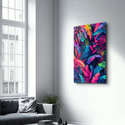 Colorful Tropical Leaves - Glass Wall Art - Artdesigna