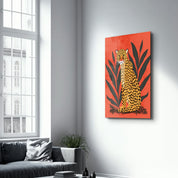 Bohemian Leopard Retro - Glass Wall Art - Artdesigna