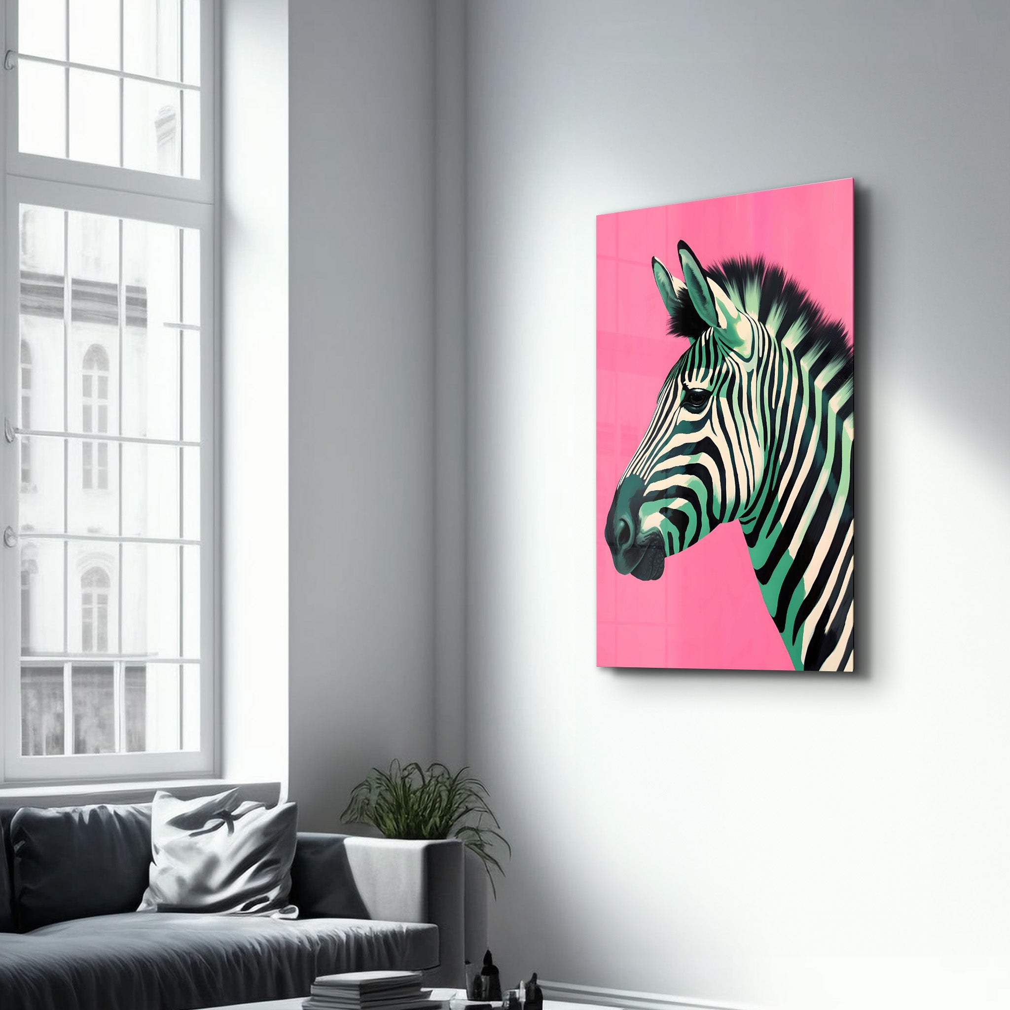 Zebra Pink - Glass Wall Art - Artdesigna