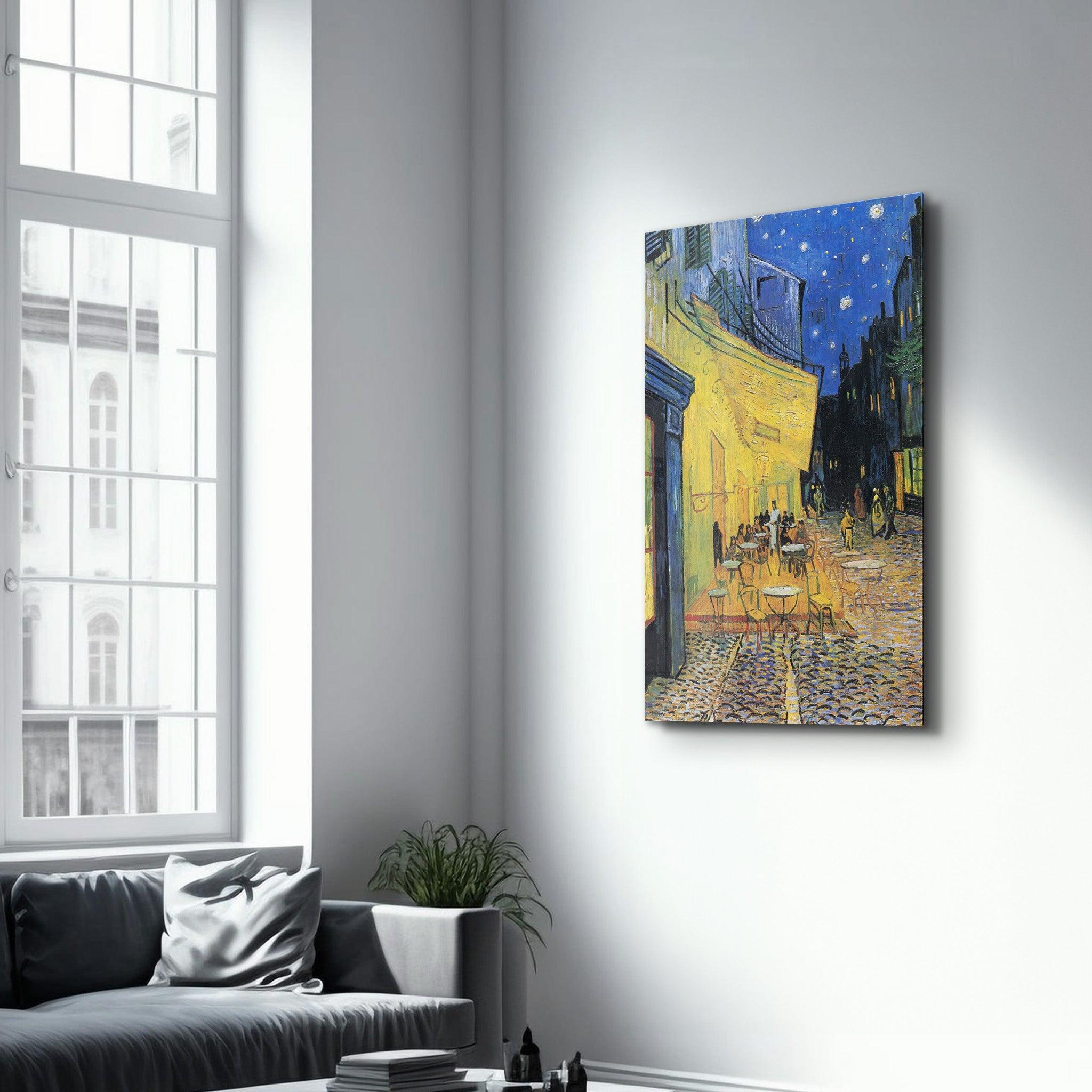 Vincent van Gogh's Café Terrace at Night (1888) | Glass Wall Art - Artdesigna