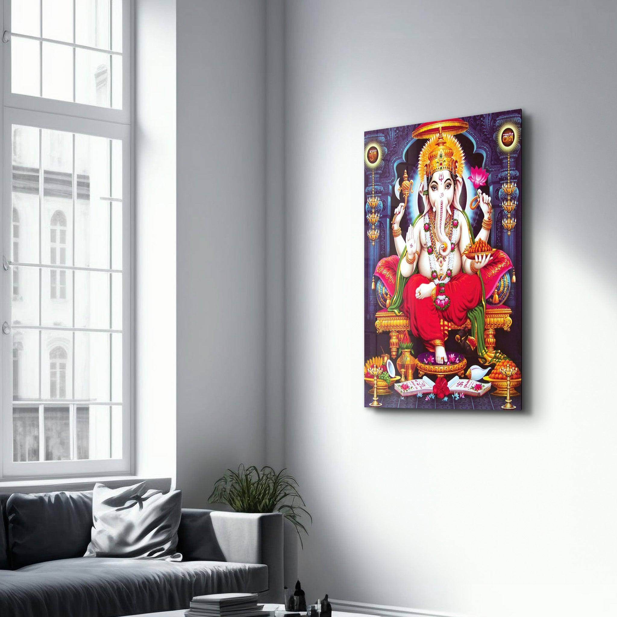 Lord Ganesh | Glass Wall Art - Artdesigna