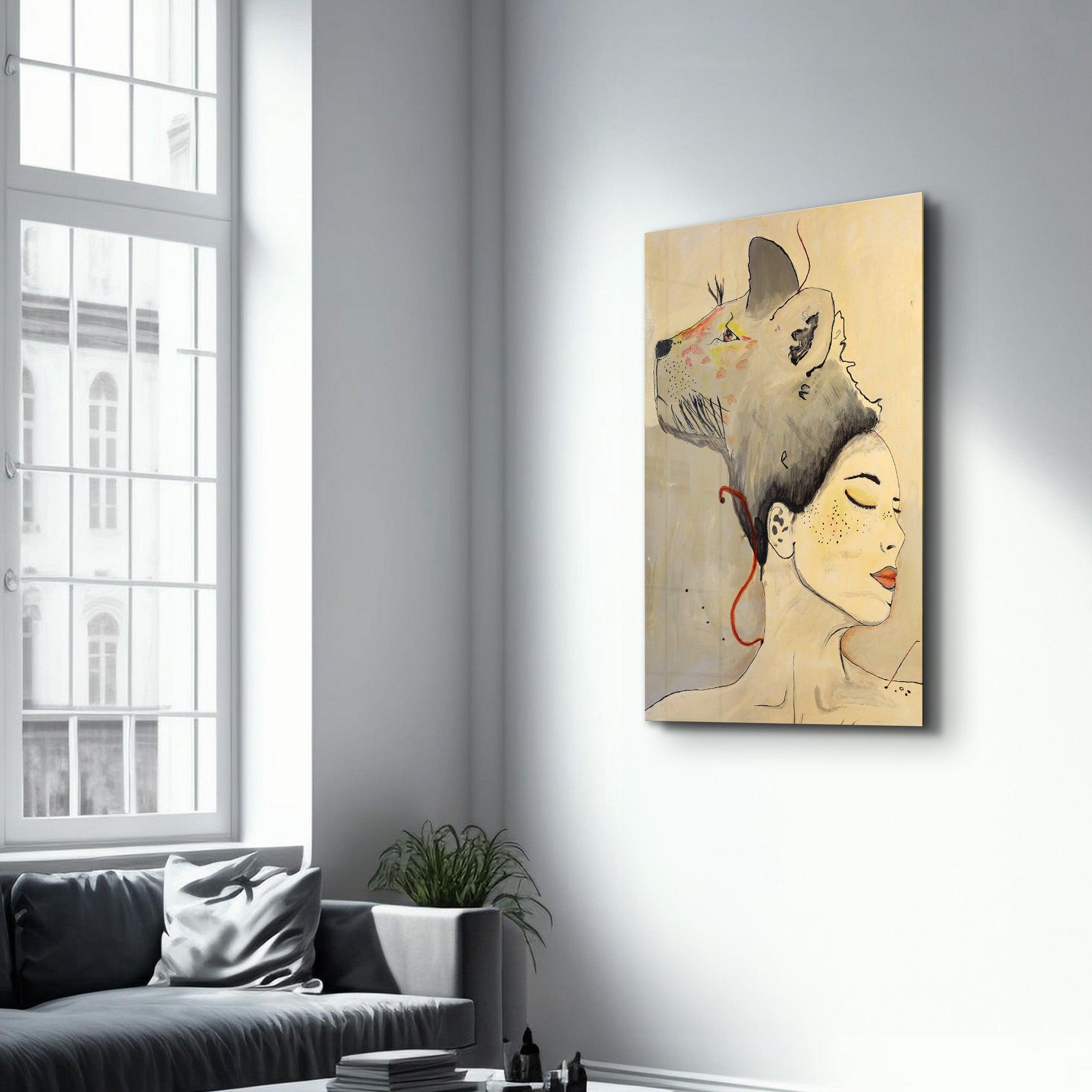 Lady Abstract - Hand-drawn Image | Glass Wall Art - Artdesigna