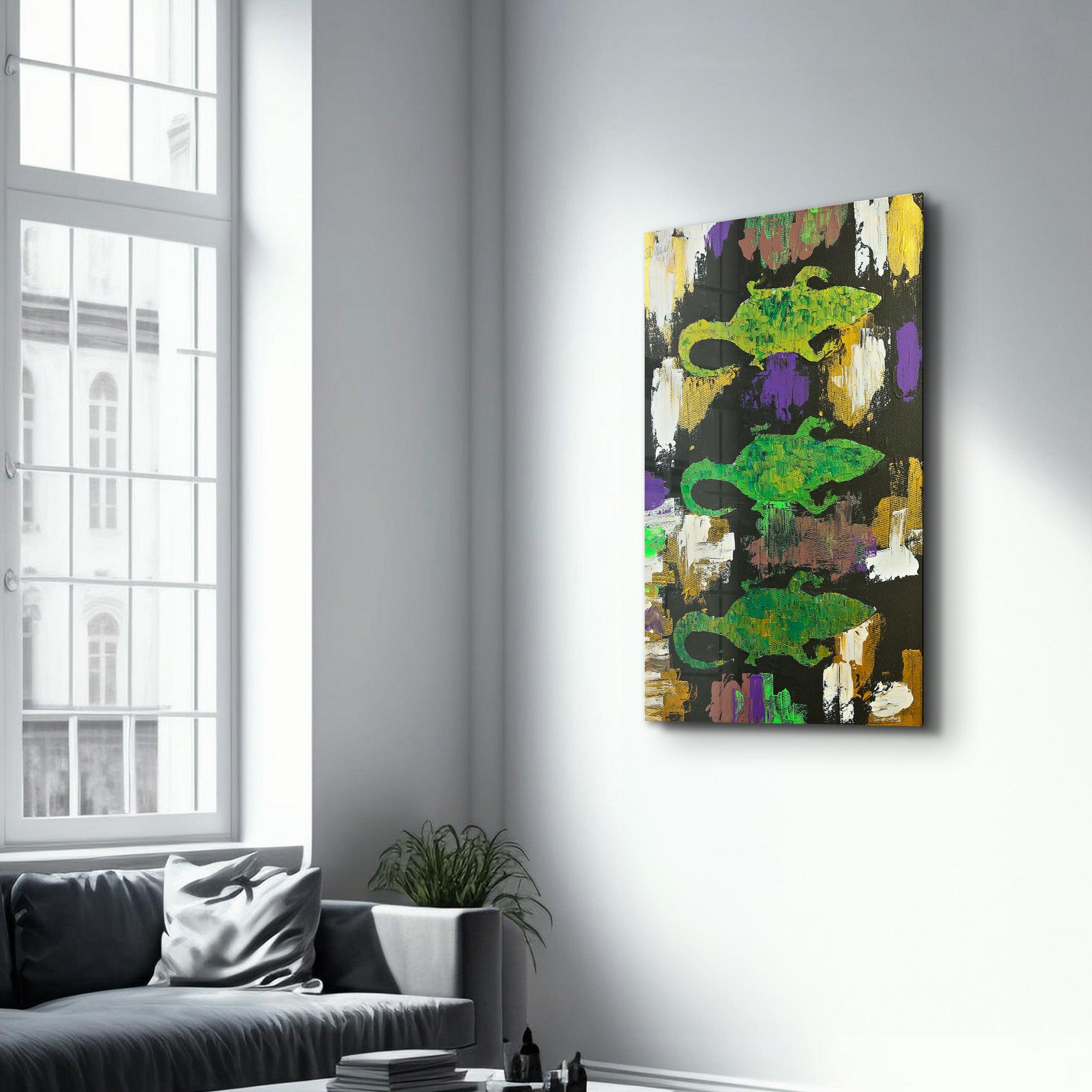 Three Little Alligators - Hand-drawn Image | Glass Wall Art - Artdesigna